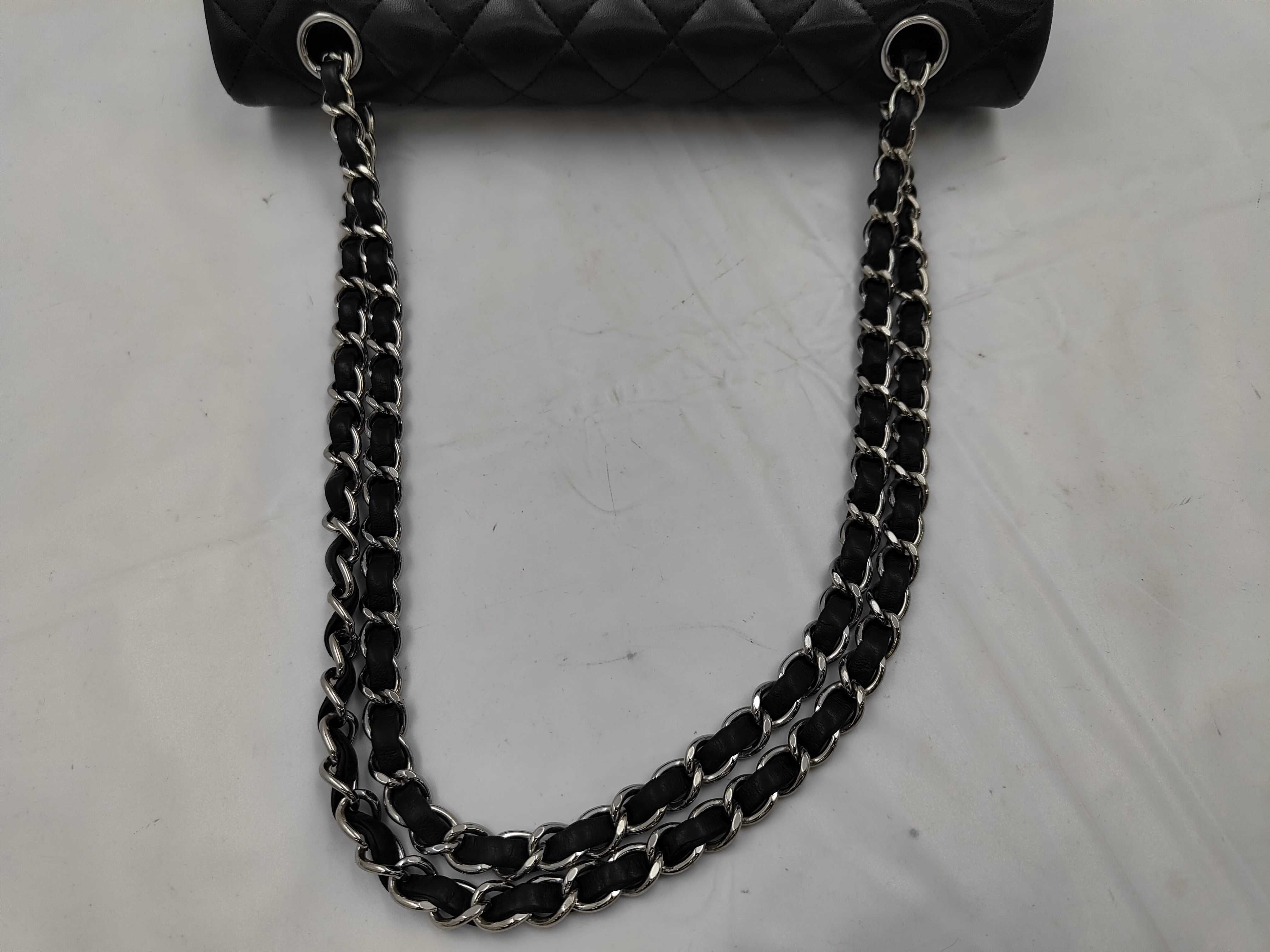 Matelassé 25 Double Flap Lambskin Black Serial Number 16 Series Silver Hardware with Original Seal Shoulder Bag — view 3
