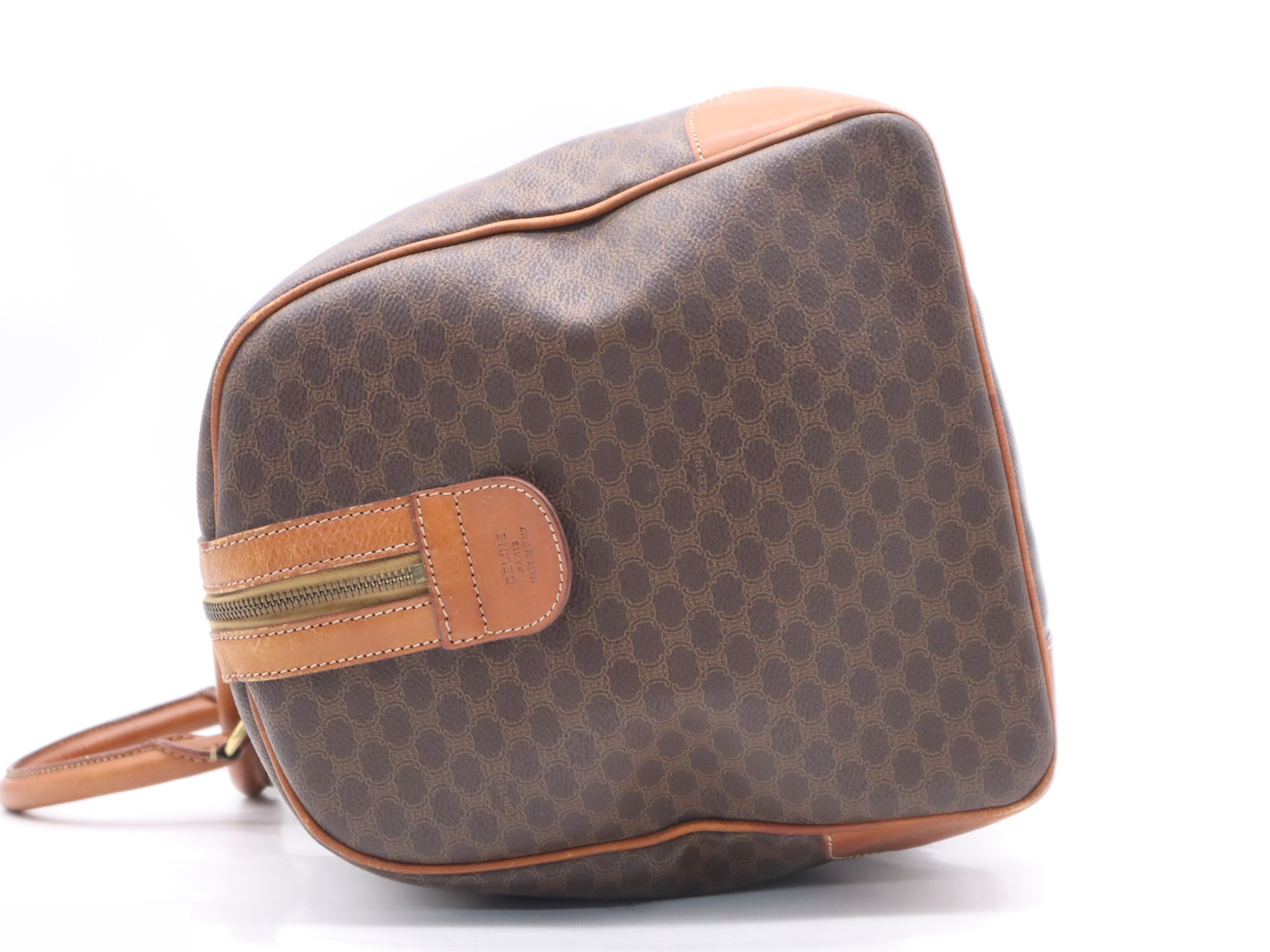 PVC x Leather Macadam Boston Bag, Brown, Gold Hardware — view 3
