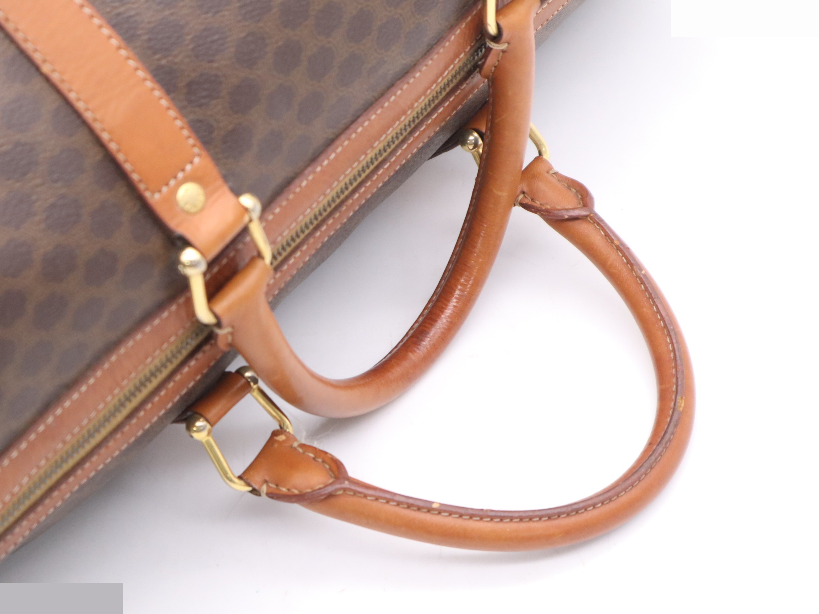 PVC x Leather Macadam Boston Bag, Brown, Gold Hardware — view 6