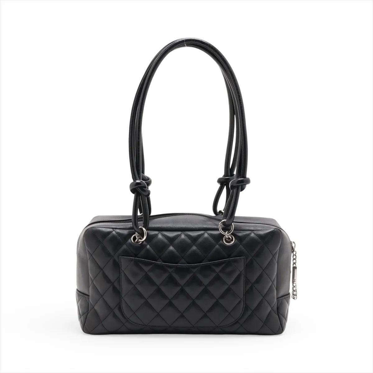Cambon Line Lambskin Shoulder Bag, Black x White, Silver Hardware, 9053866, Series 9 — view 2