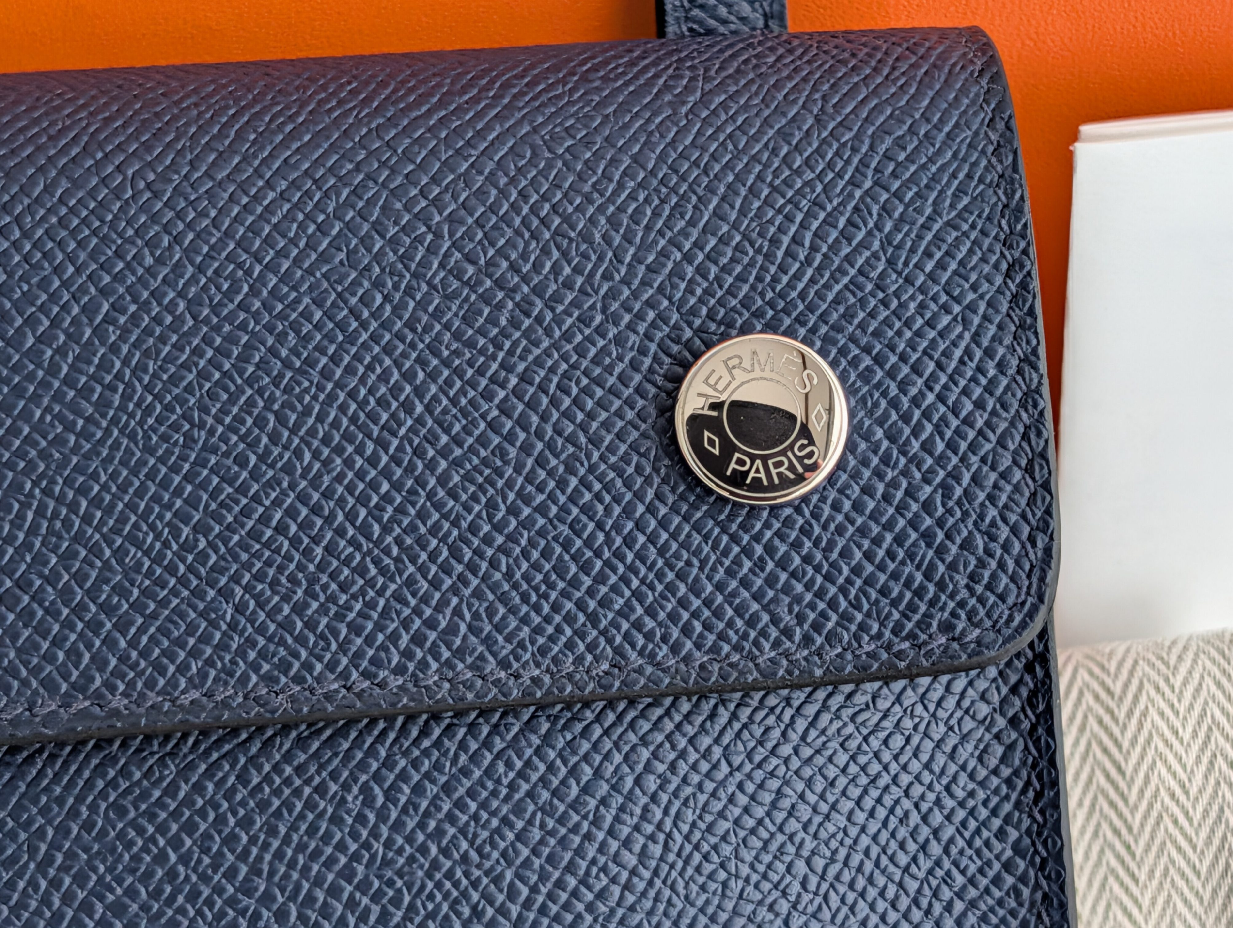 Nap to Go Shoulder Bag, Blue Navy, Silver Hardware, Epsom Leather, B Stamp — view 3