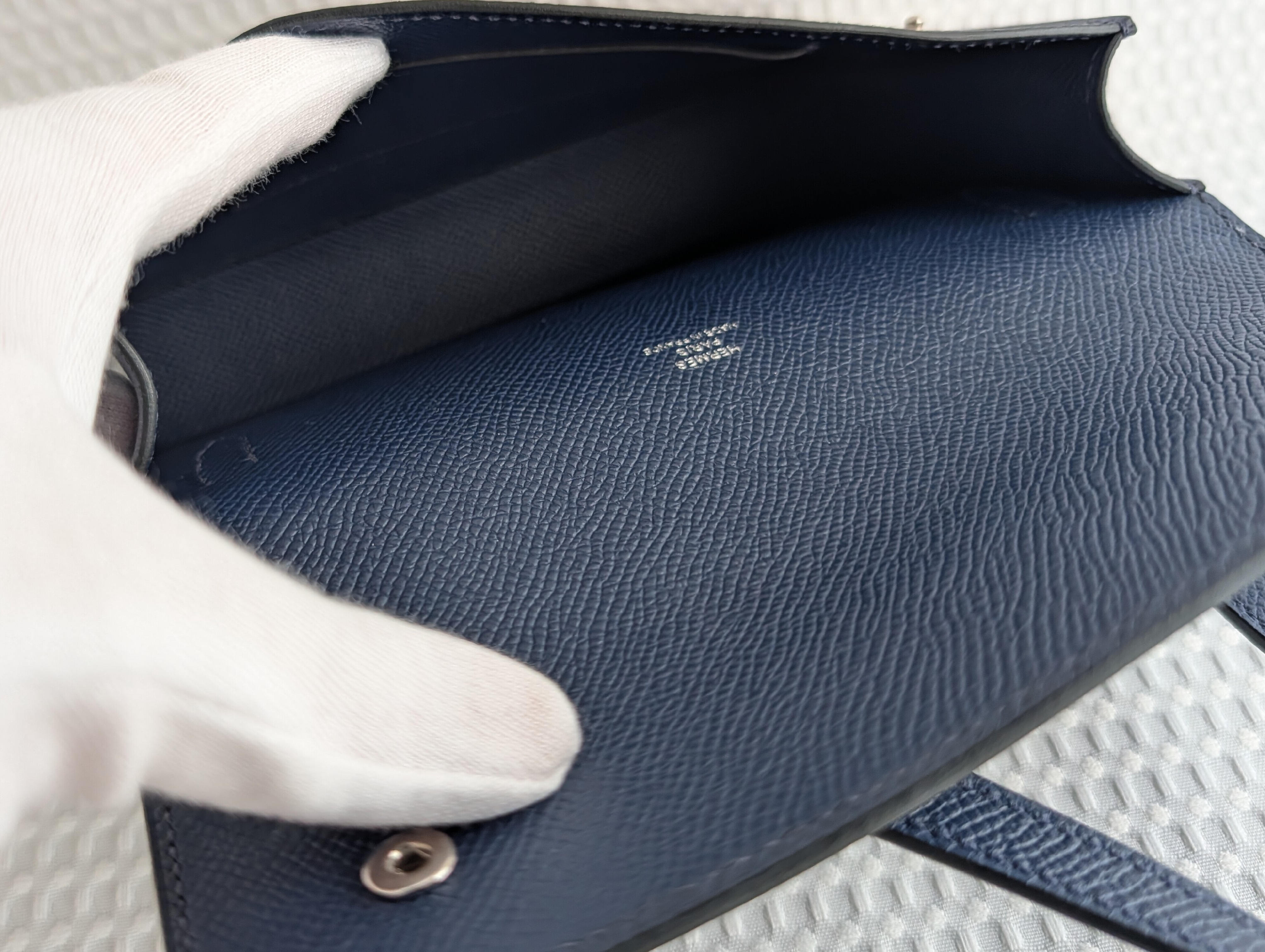 Nap to Go Shoulder Bag, Blue Navy, Silver Hardware, Epsom Leather, B Stamp — view 9