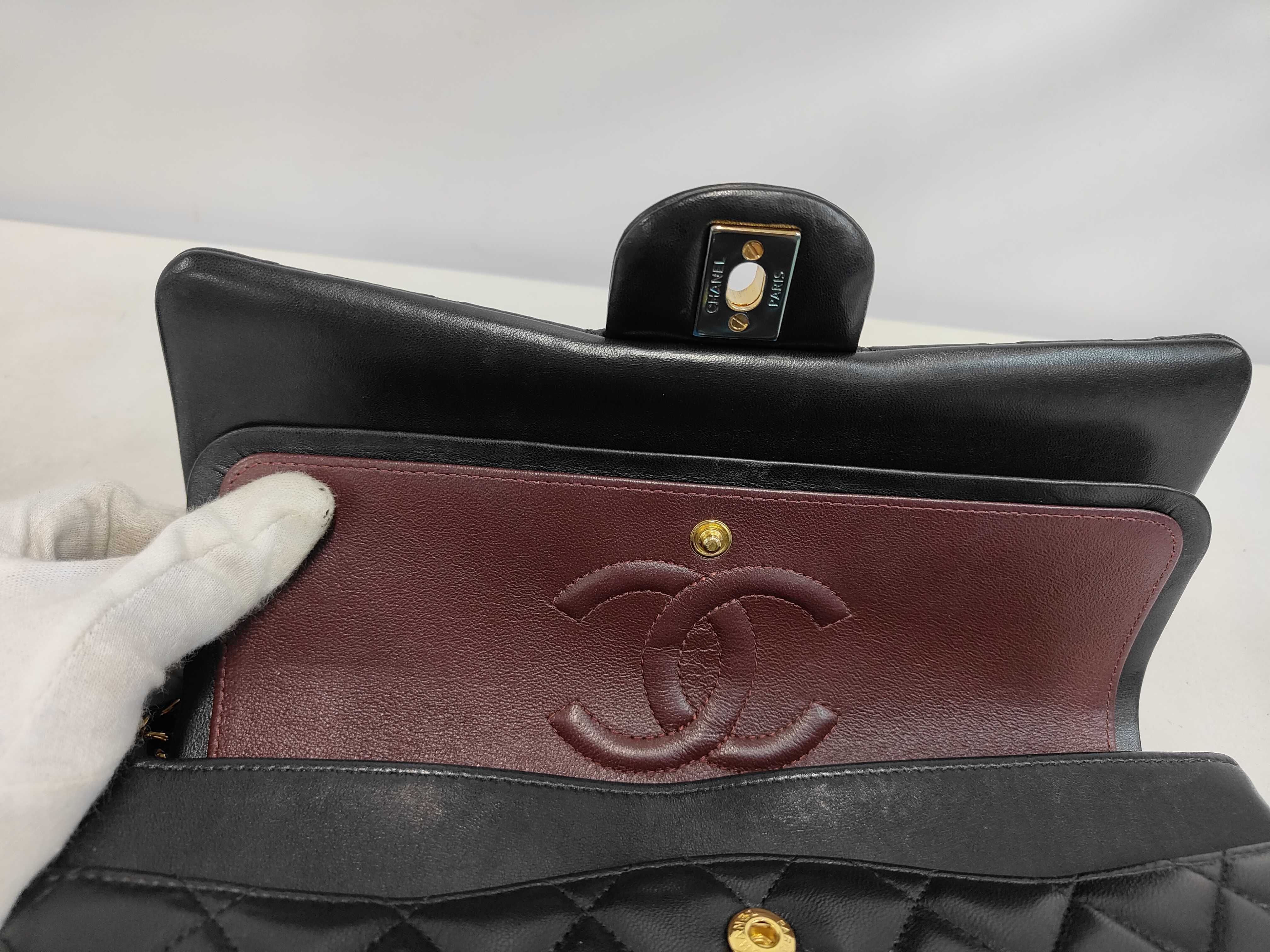 W-Flap 25 Chain Shoulder Bag, Matelassé Lambskin, Black GP — view 7
