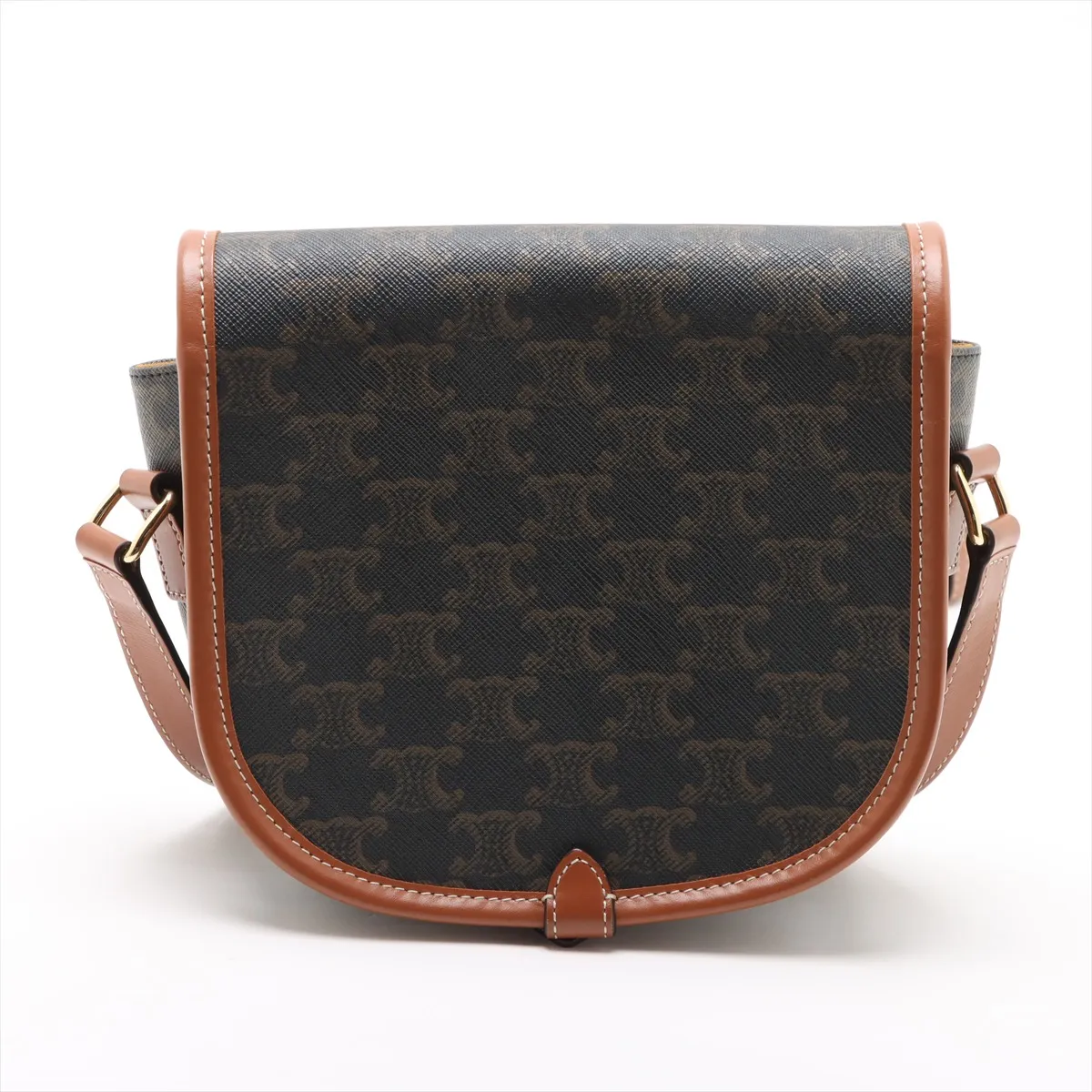 Triomphe Medium Folco PVC x Leather Shoulder Bag Brown — view 2