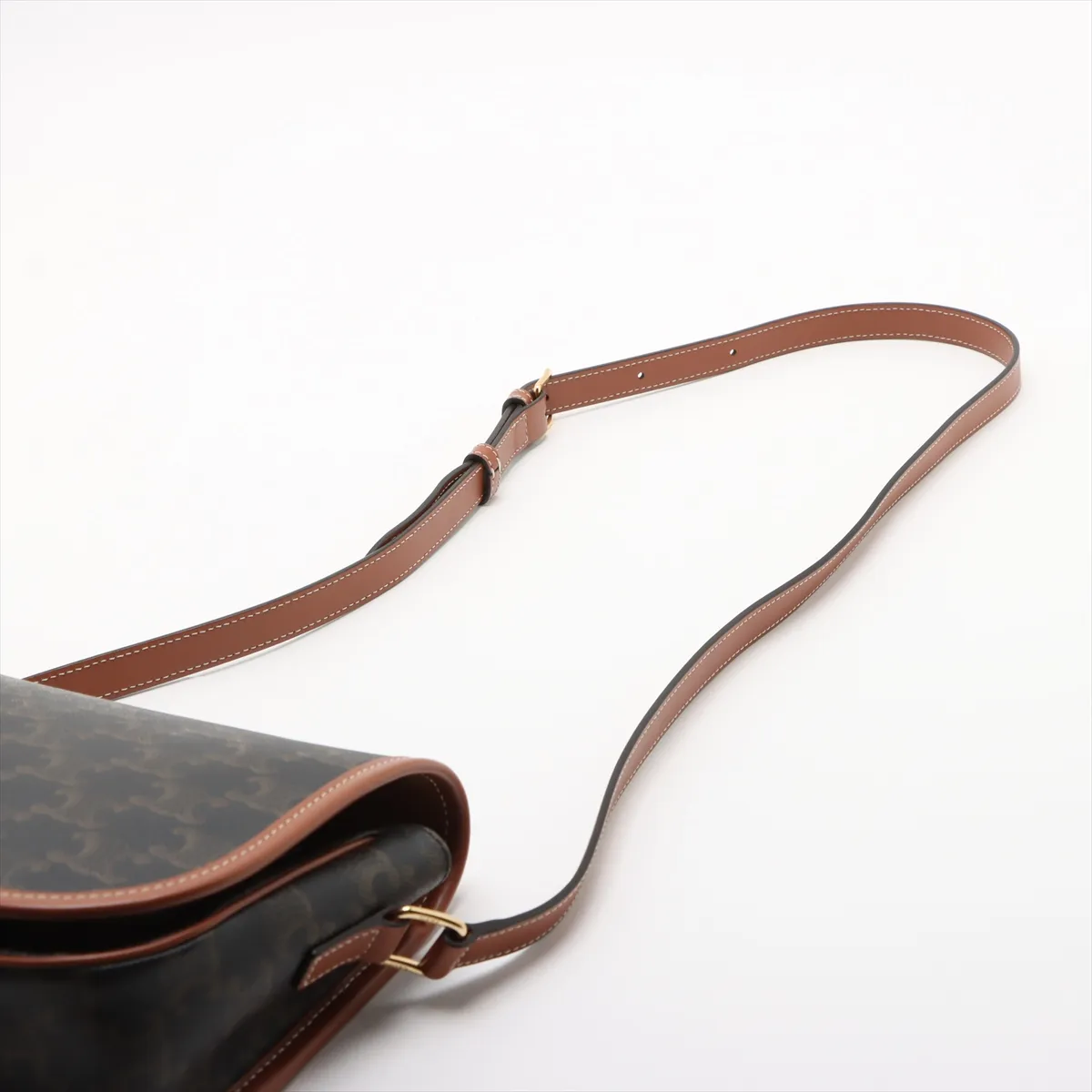 Triomphe Medium Folco PVC x Leather Shoulder Bag Brown — view 5