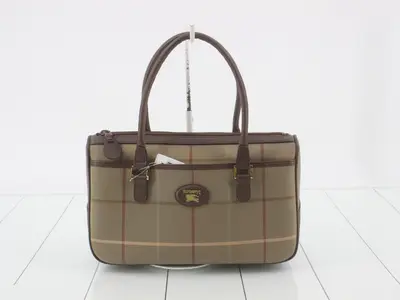 Mini Boston bag, check pattern, W28 H17 D8.5