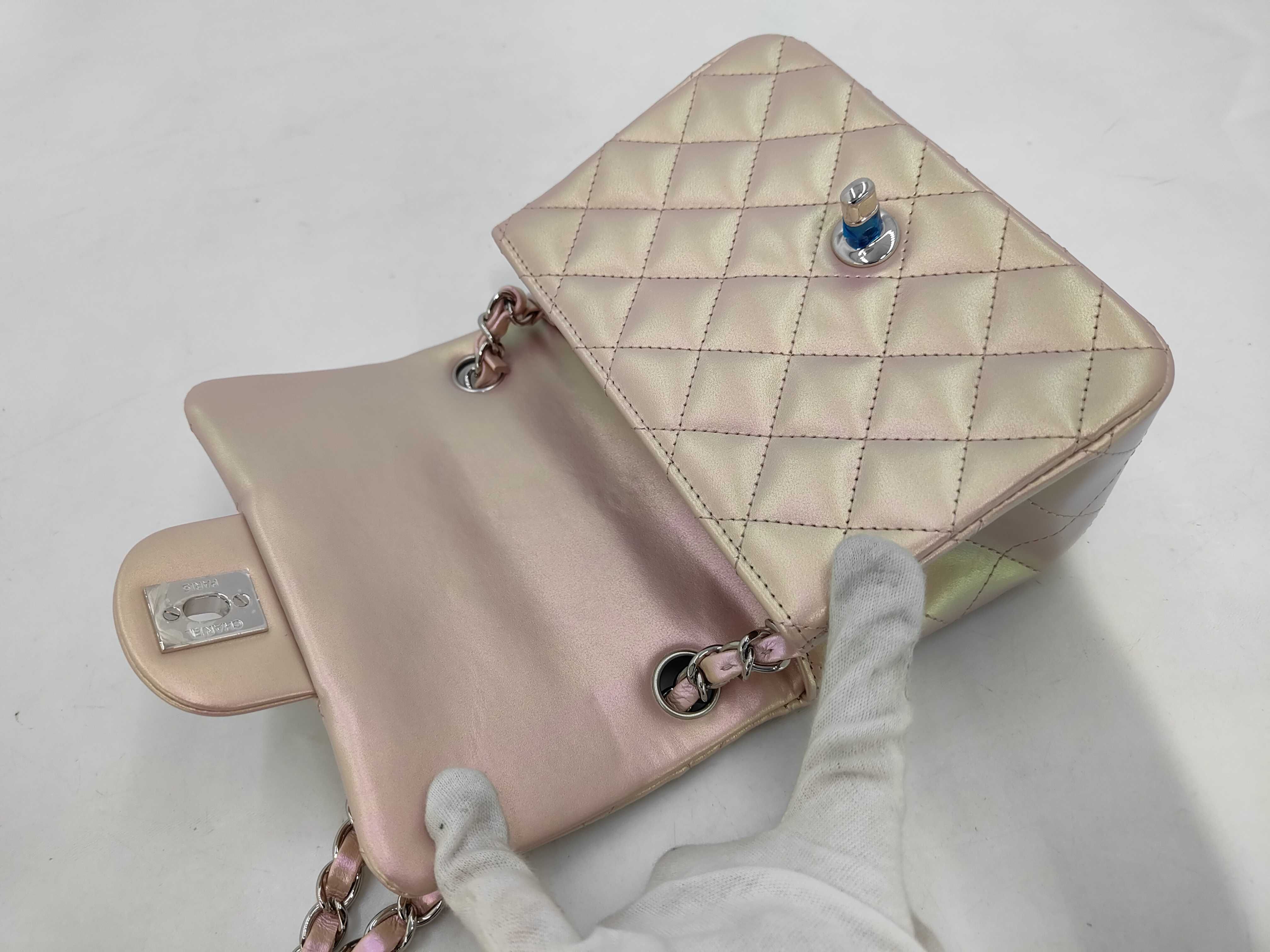 Mini Matelassé Pink Plate Shoulder Bag — view 8