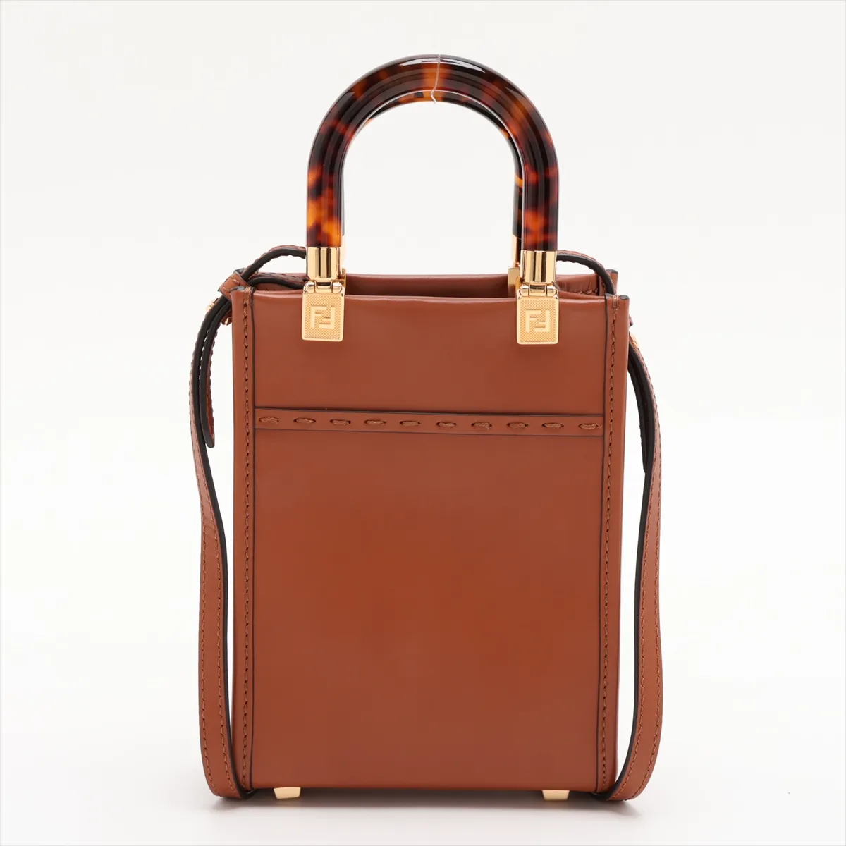 Sunshine Shopper Small 8BS051 Leather 2-Way Handbag Brown — view 2
