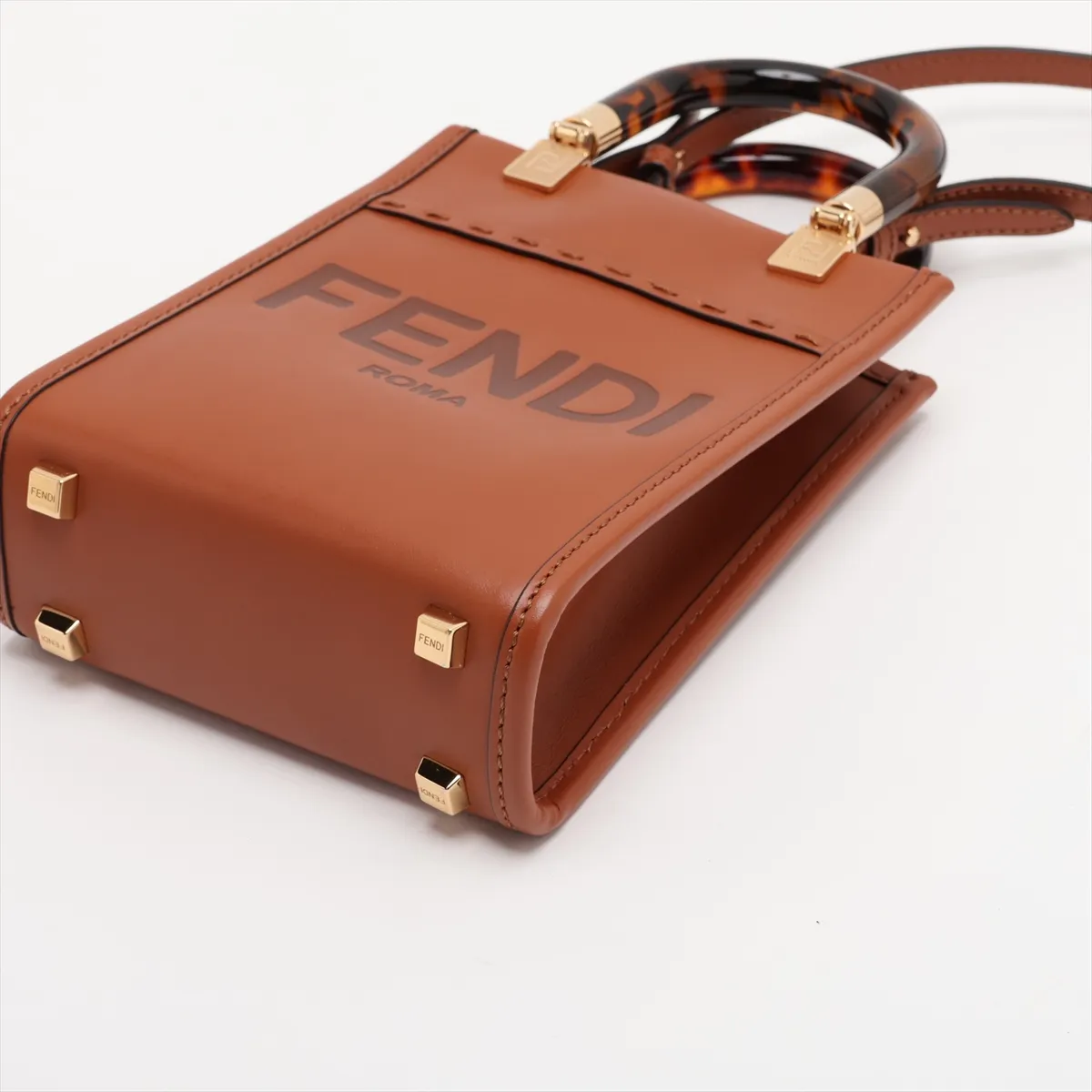 Sunshine Shopper Small 8BS051 Leather 2-Way Handbag Brown — view 3