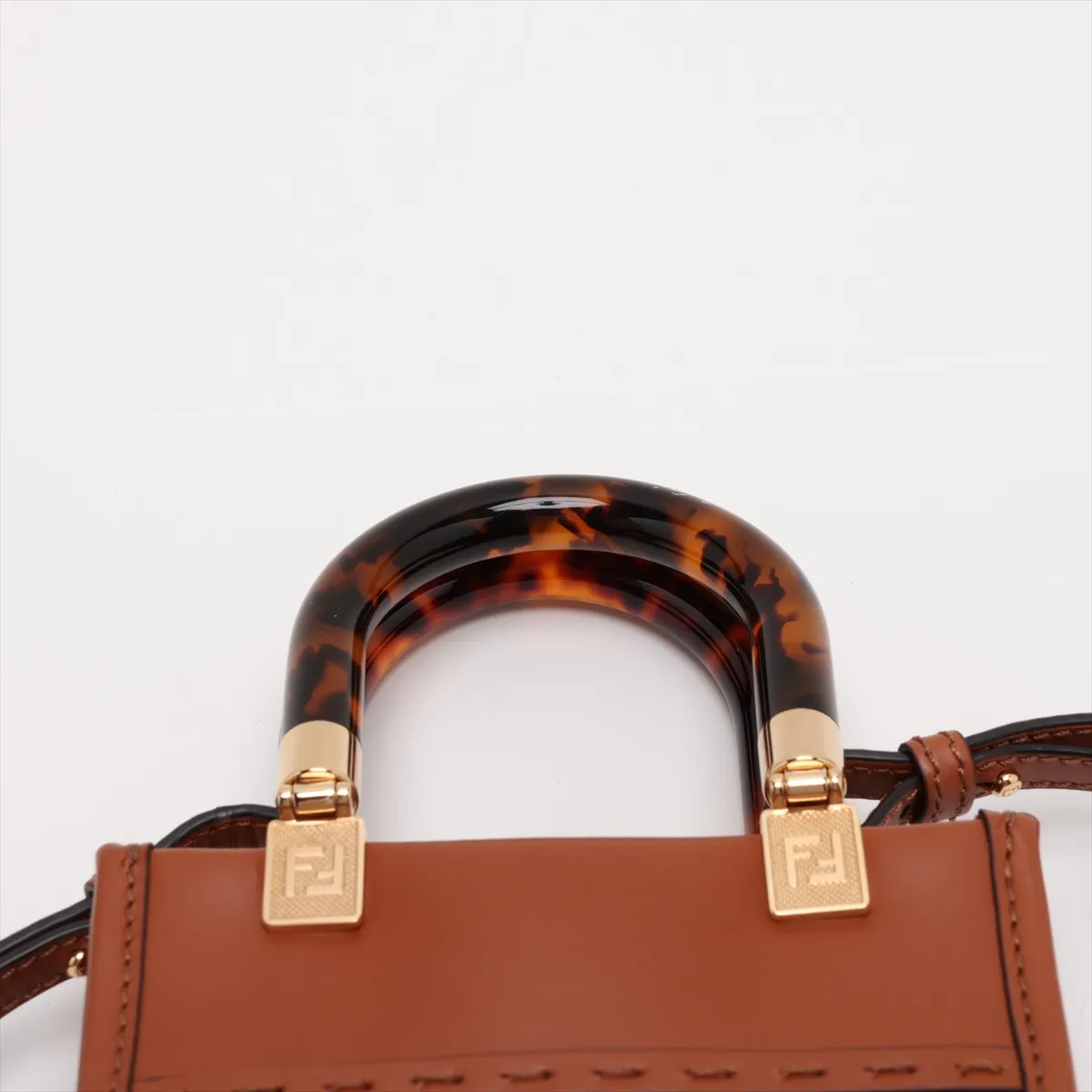 Sunshine Shopper Small 8BS051 Leather 2-Way Handbag Brown — view 6