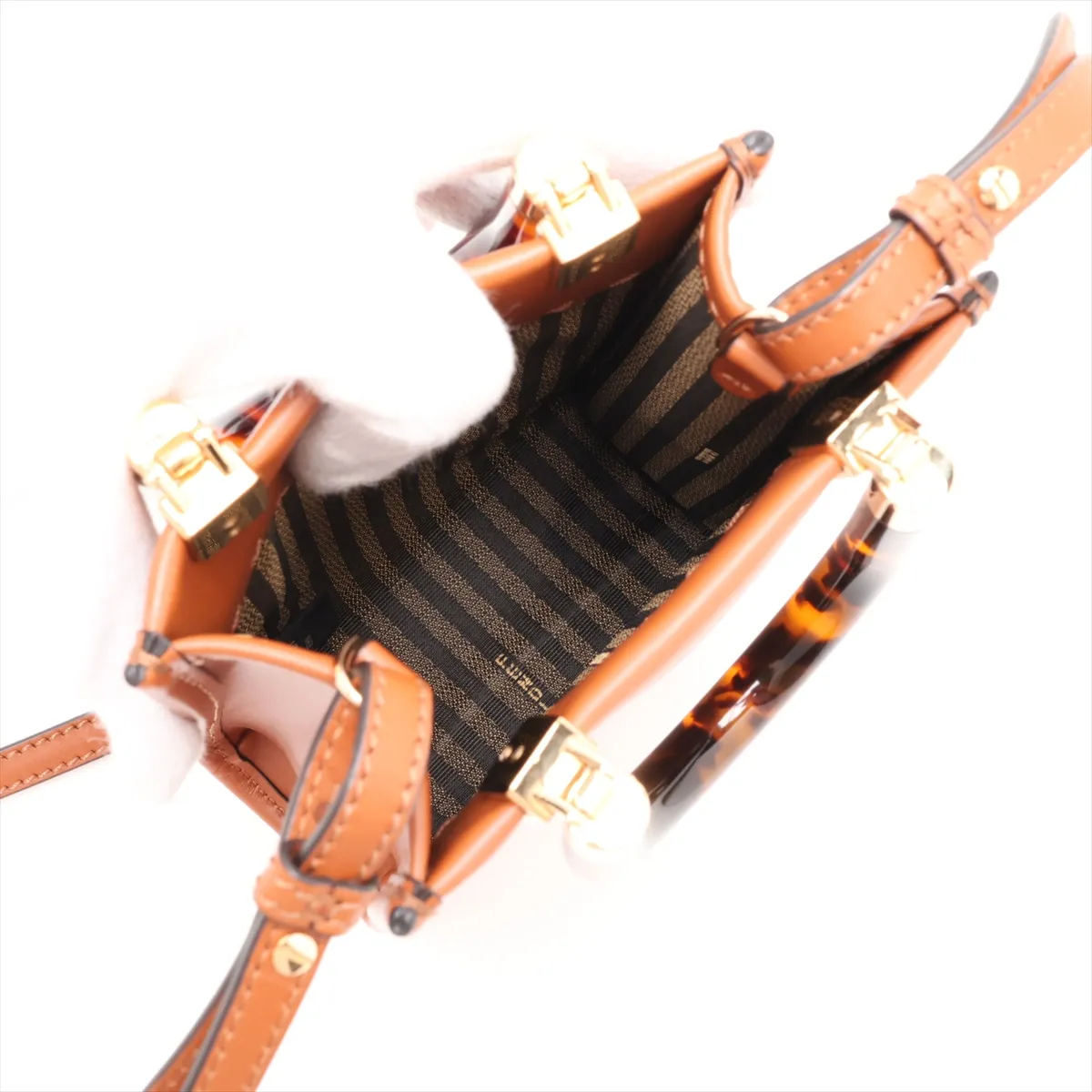 Sunshine Shopper Small 8BS051 Leather 2-Way Handbag Brown — view 8