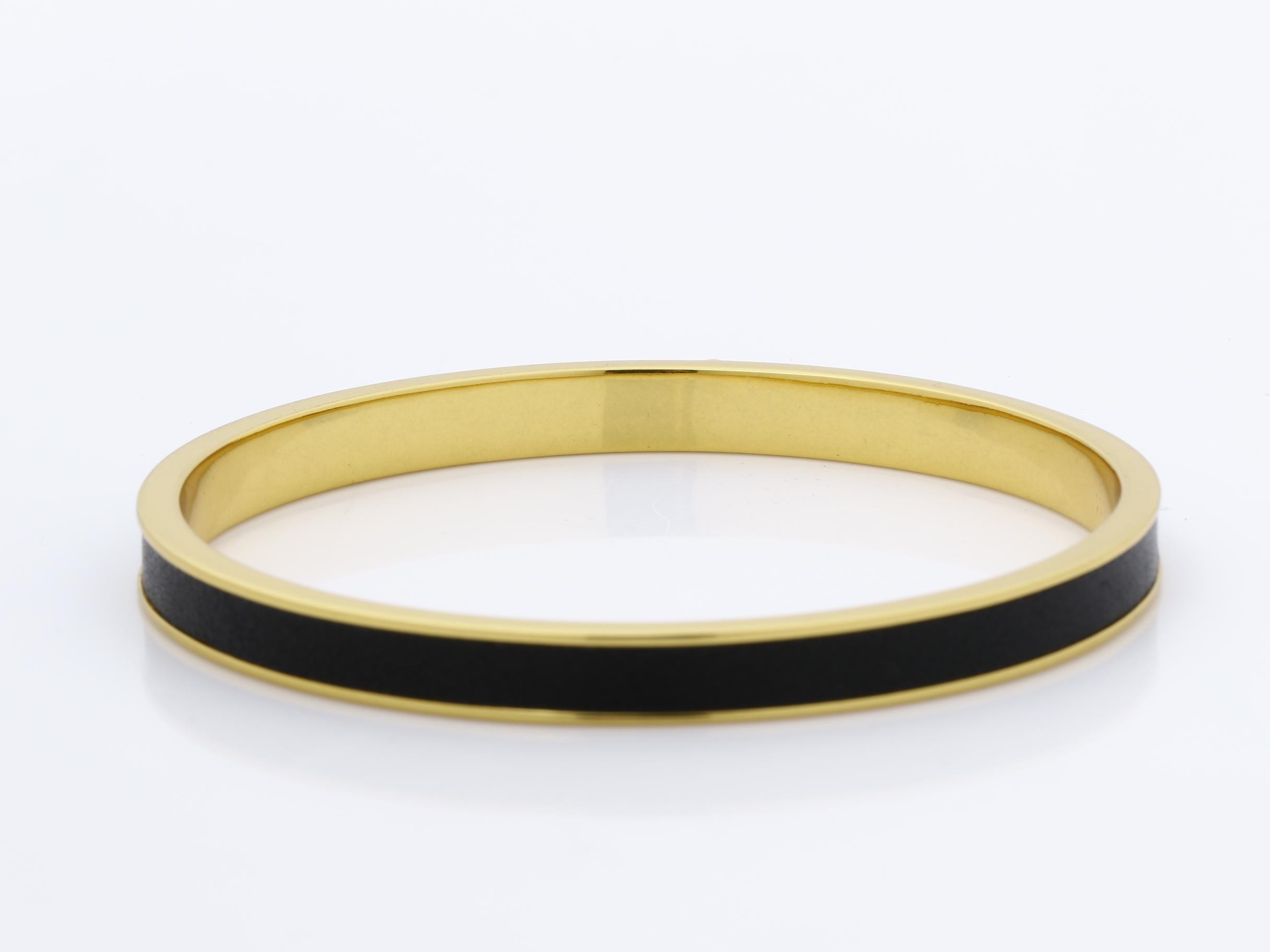 logo bangle, leather x gold plated, size L — view 2