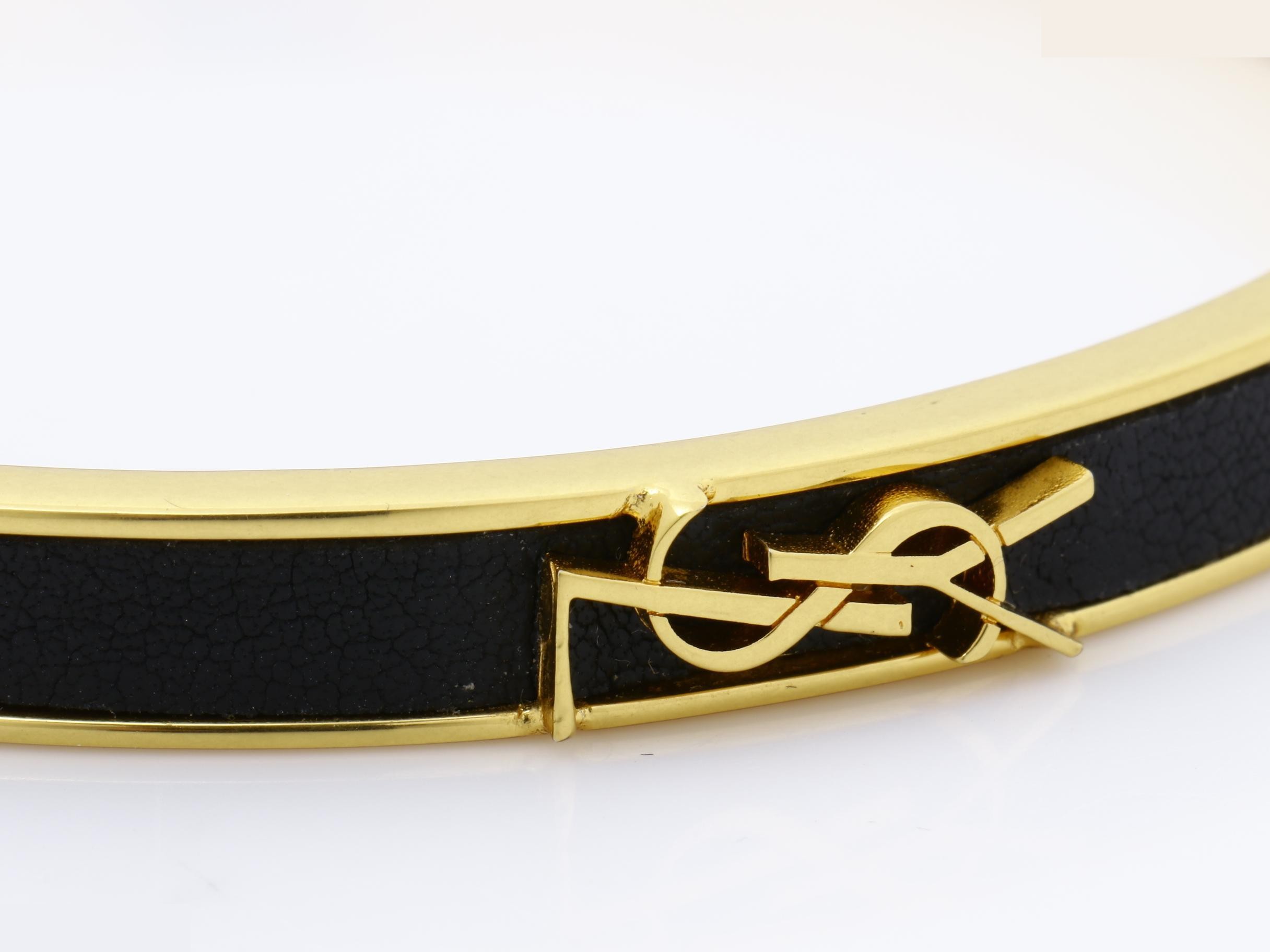 logo bangle, leather x gold plated, size L — view 3