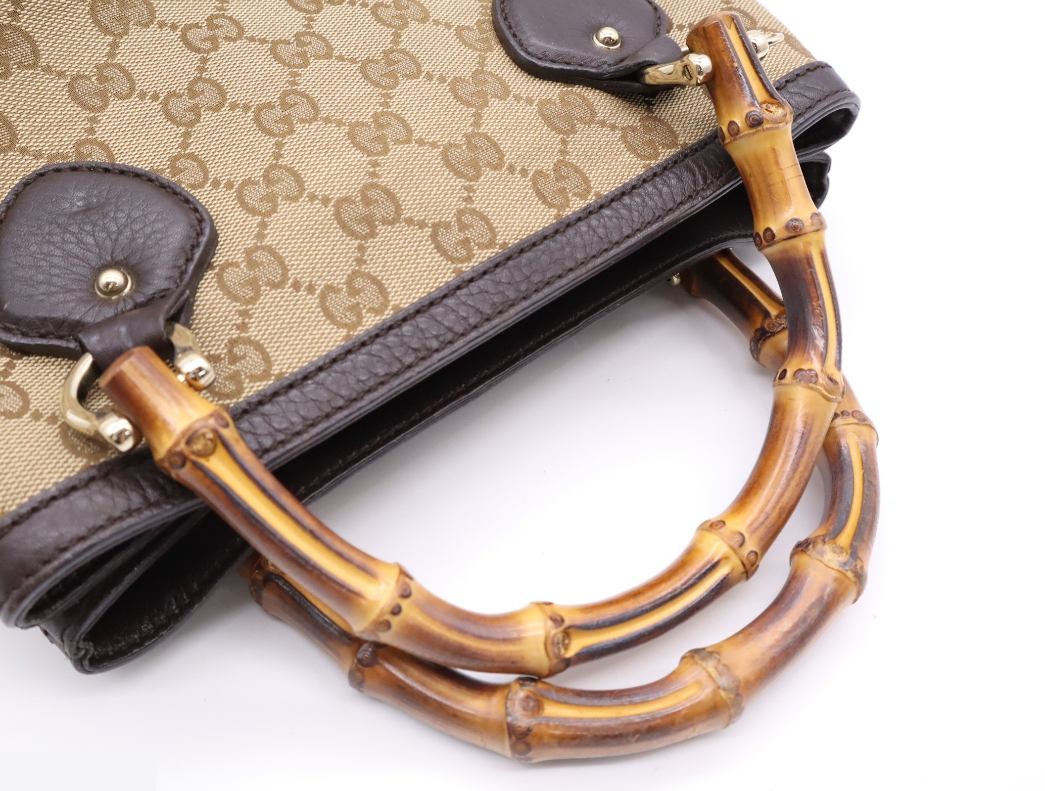 GG Canvas Bamboo Handbag, Beige — view 6