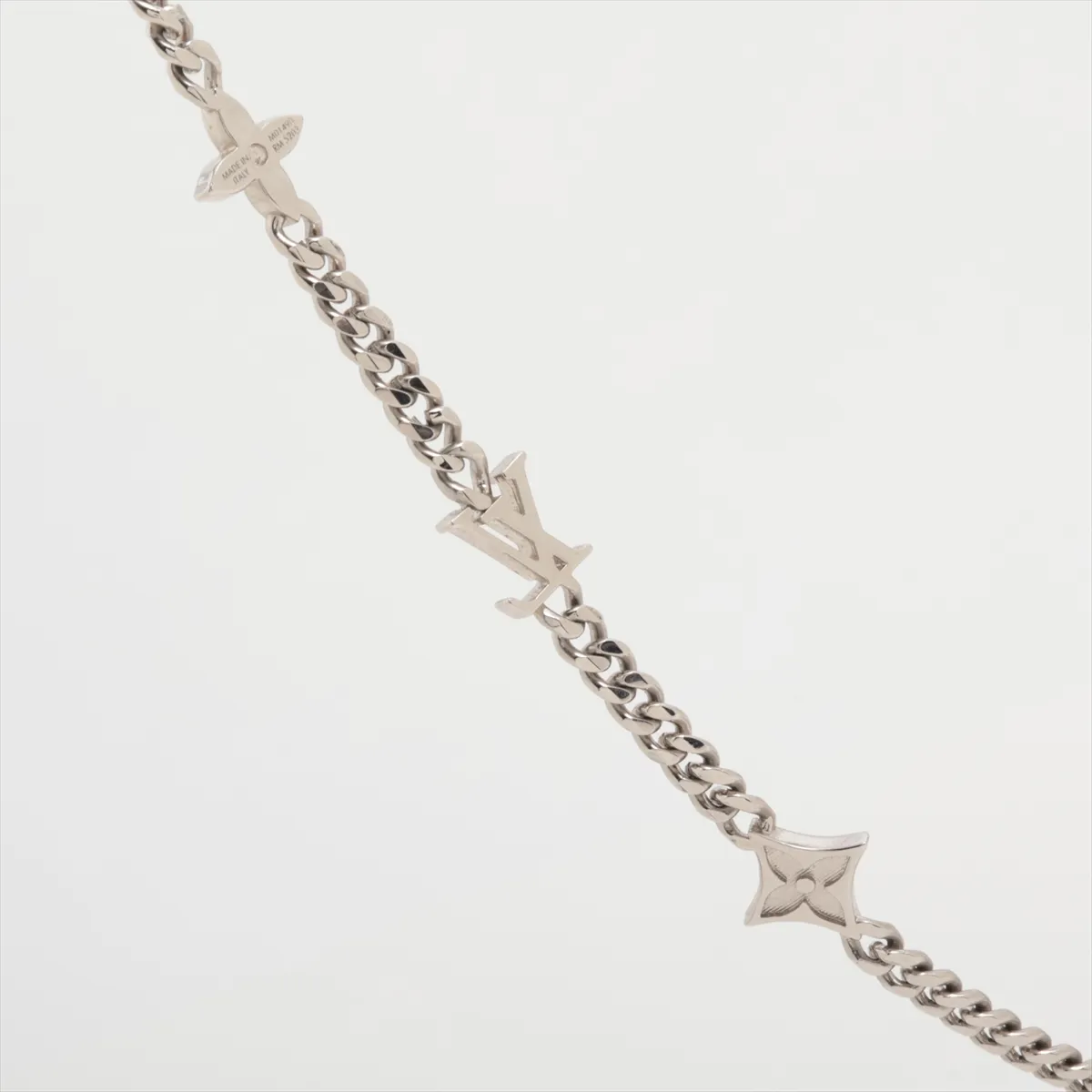 M01490 Monogram Raw RM5203 Necklace, Metal, Silver. Shows signs of wear including — view 3