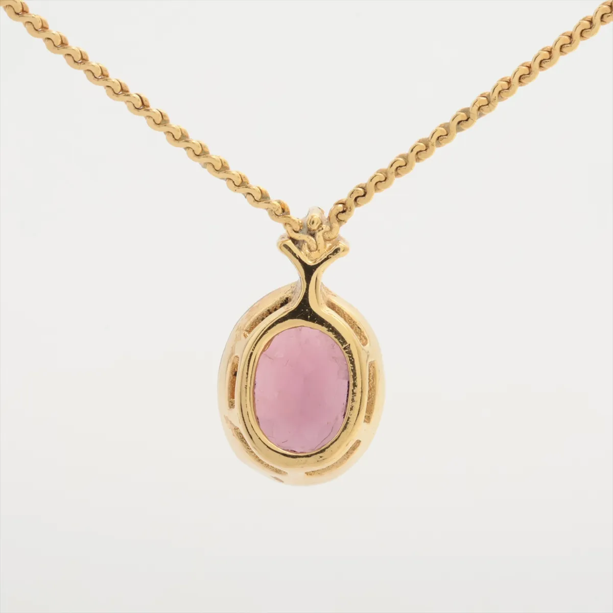 necklace, gold plated with rhinestones, shows signs of wear, tarnishing, — view 2