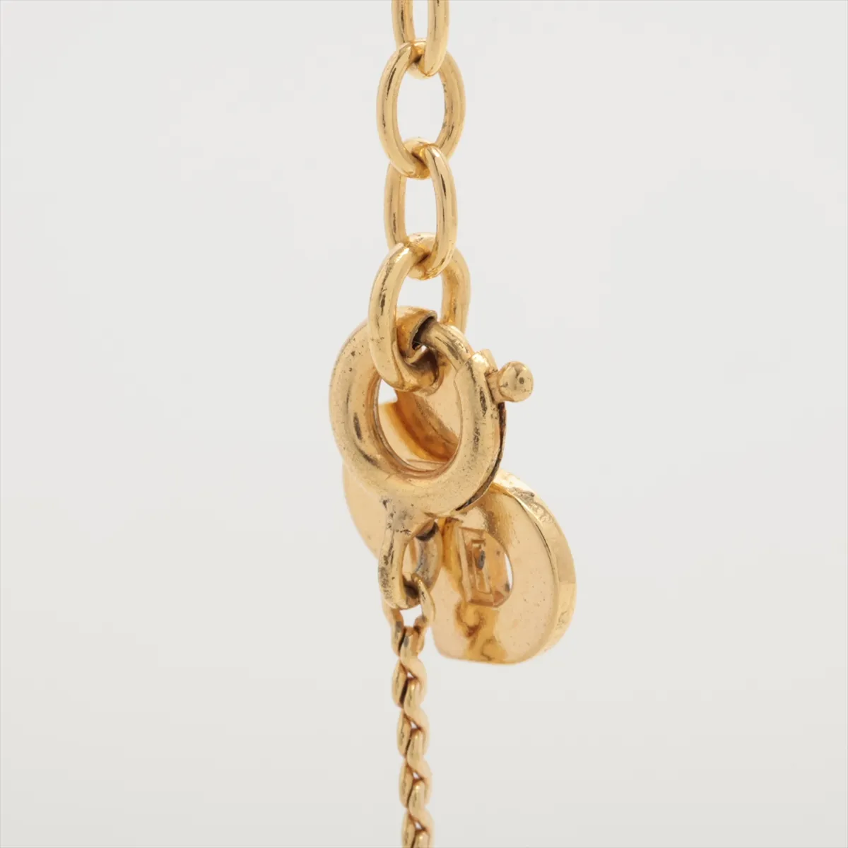 necklace, gold plated with rhinestones, shows signs of wear, tarnishing, — view 3