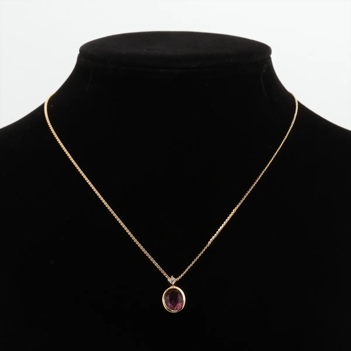 necklace, gold plated with rhinestones, shows signs of wear, tarnishing, — view 5