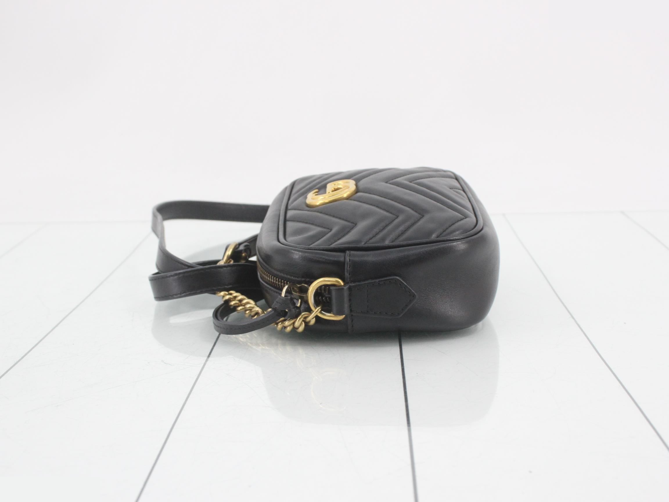 GG Marmont Leather Shoulder Bag, Black — view 4