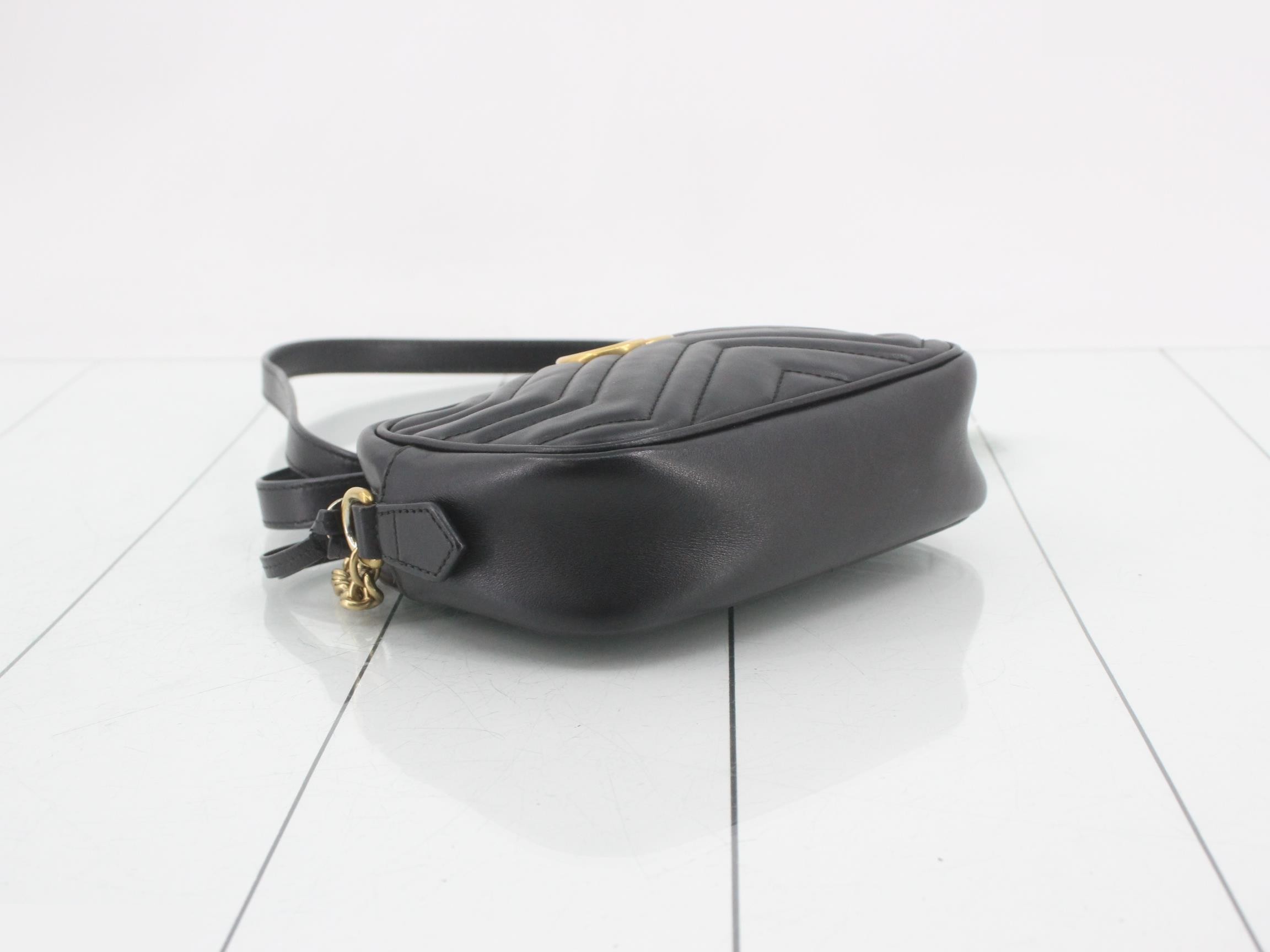 GG Marmont Leather Shoulder Bag, Black — view 5
