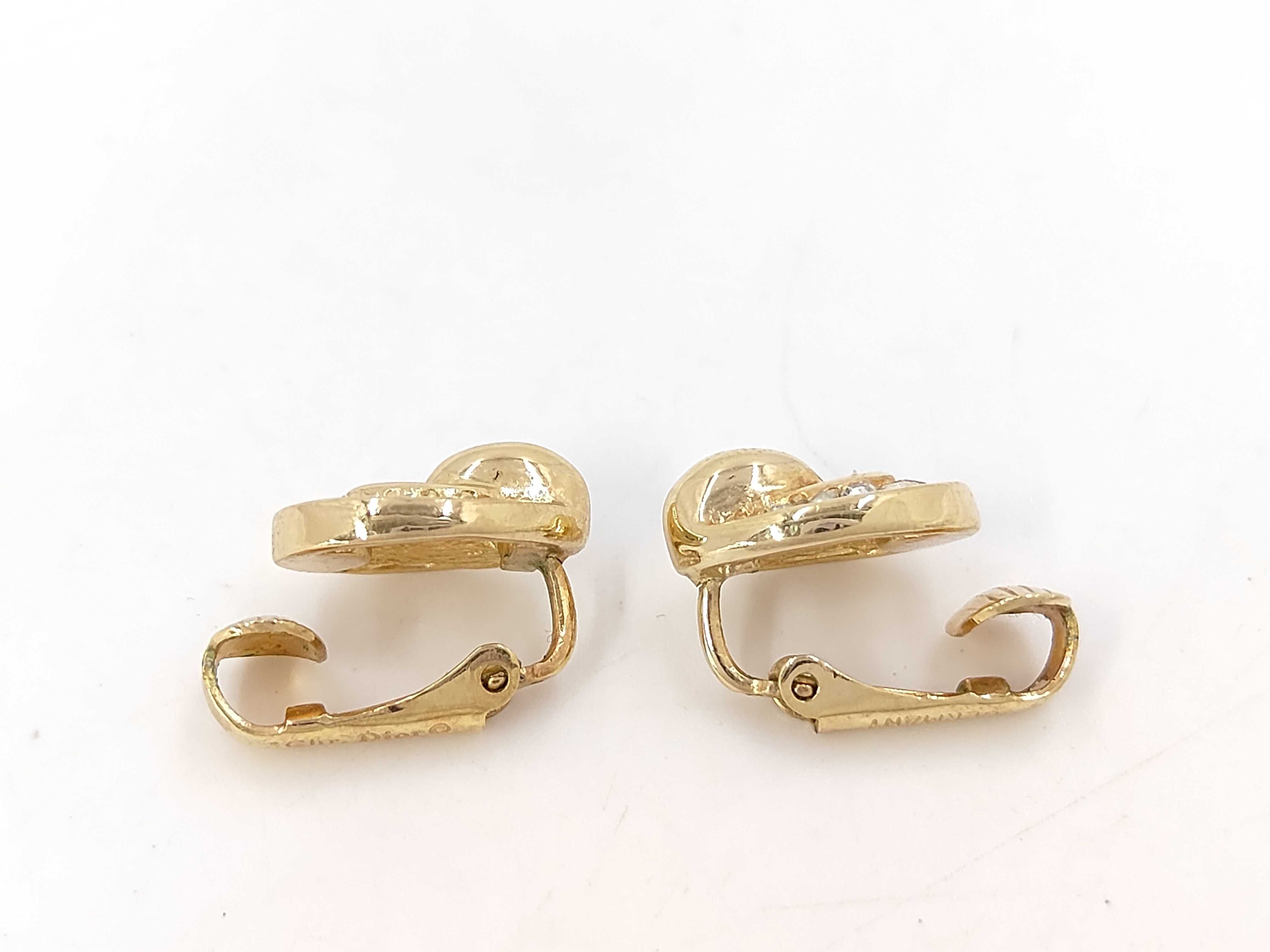 Horseshoe Rhinestone Gold (YG) Earrings — view 2