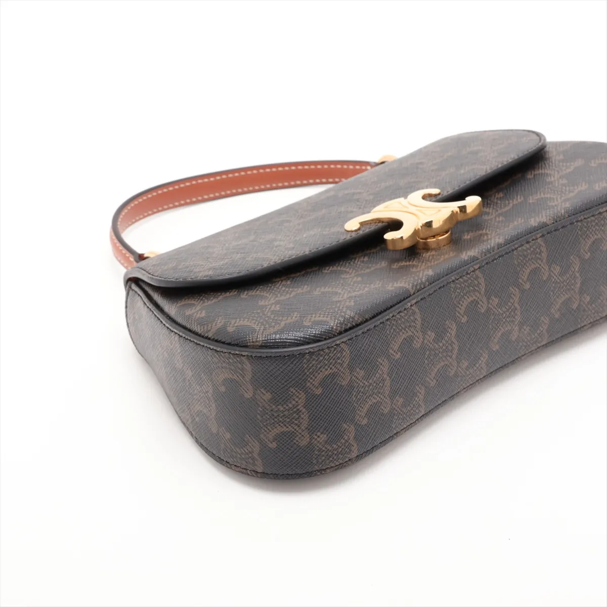 Triomphe Teen Laura PVC x Leather 2-Way Handbag Brown — view 4