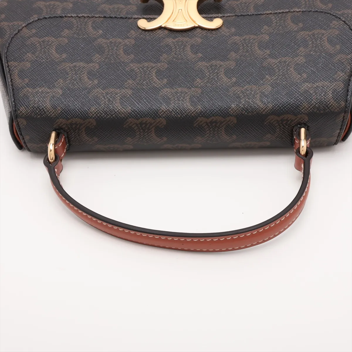 Triomphe Teen Laura PVC x Leather 2-Way Handbag Brown — view 5