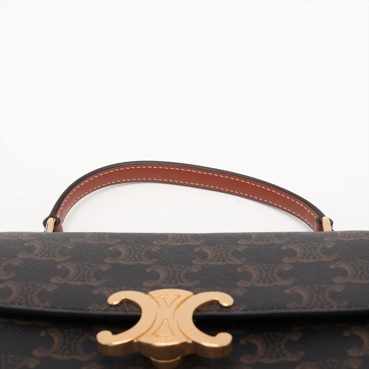 Triomphe Teen Laura PVC x Leather 2-Way Handbag Brown — view 6