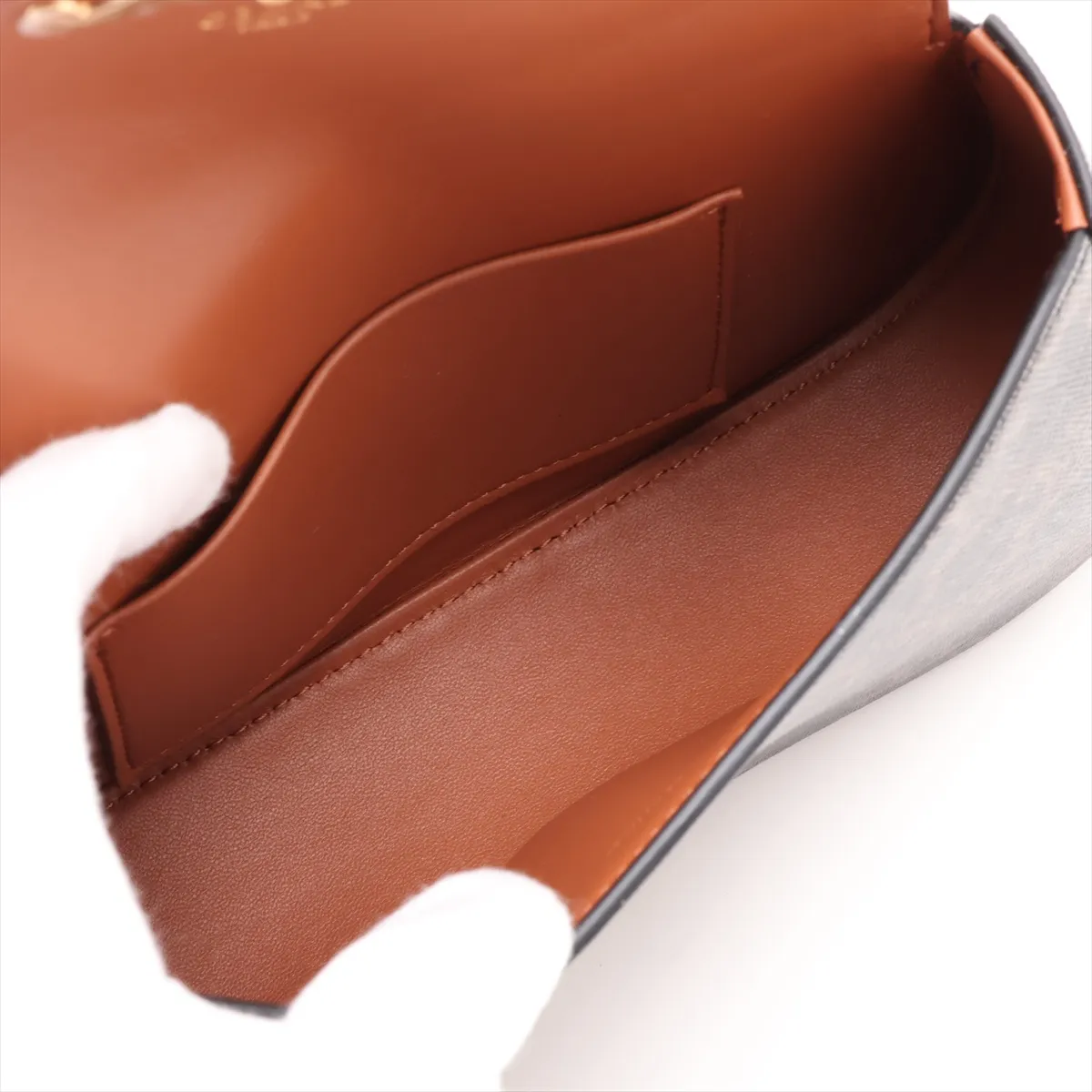 Triomphe Teen Laura PVC x Leather 2-Way Handbag Brown — view 8