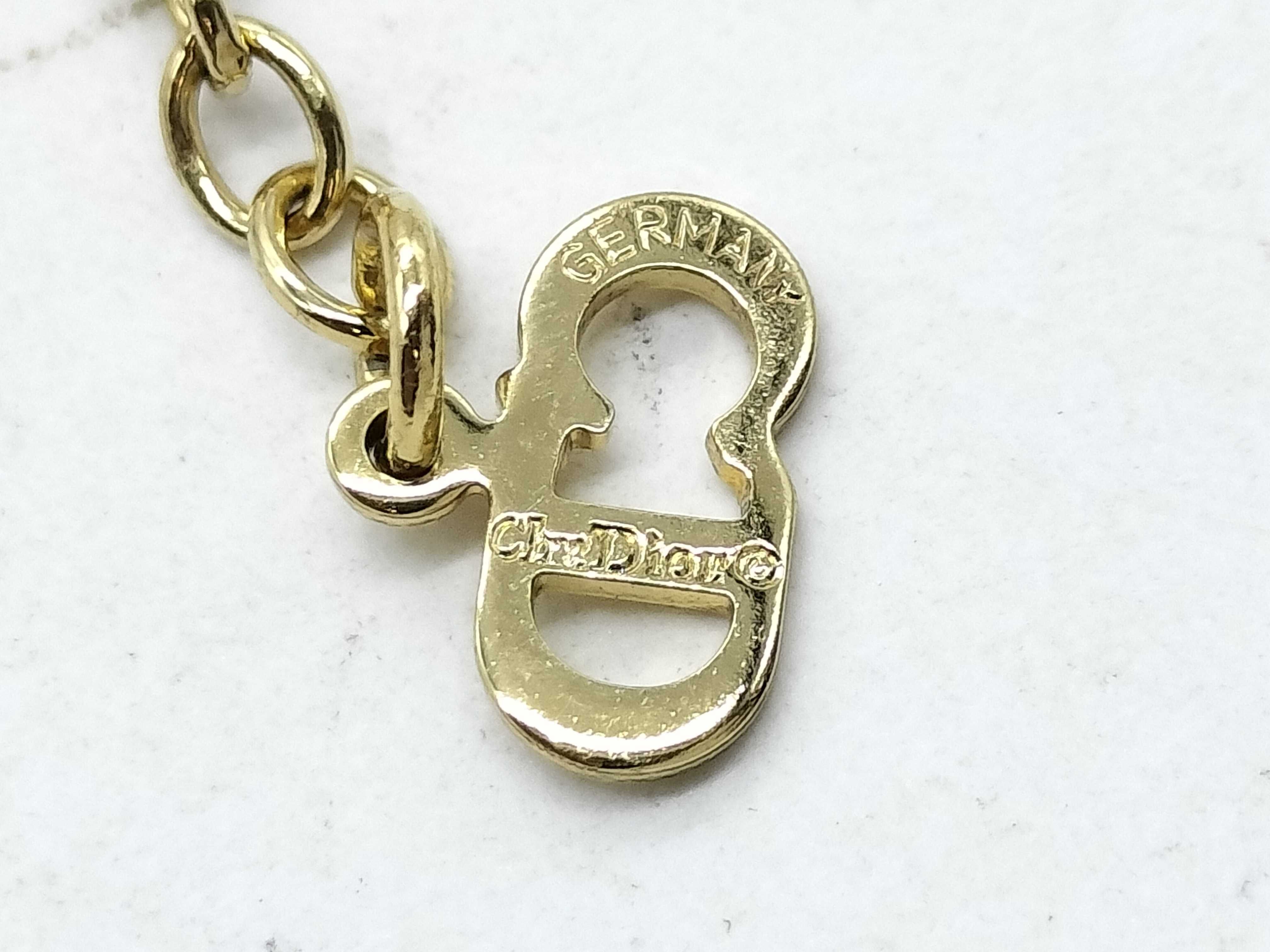 CD Logo Necklace with Rhinestones, Gold Color Necklace — view 5