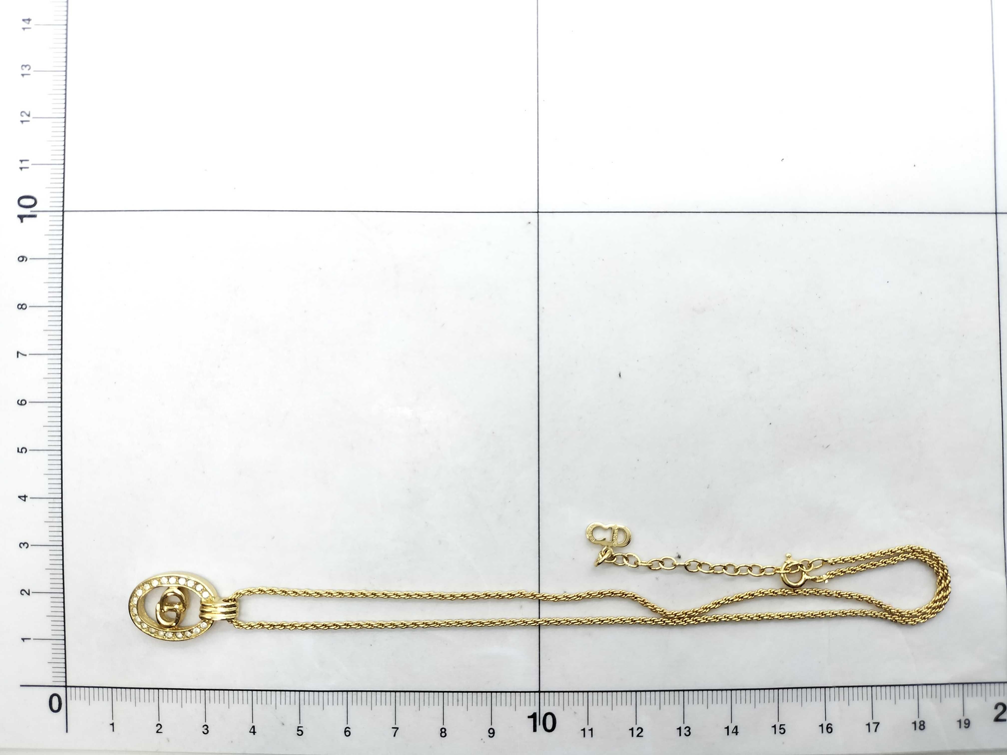 CD Logo Necklace with Rhinestones, Gold Color Necklace — view 6