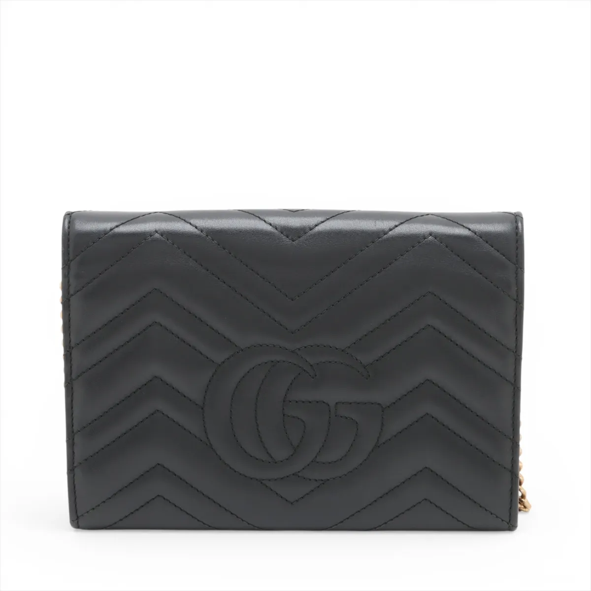 GG Marmont Leather Chain Wallet, Black, 474575 — view 2