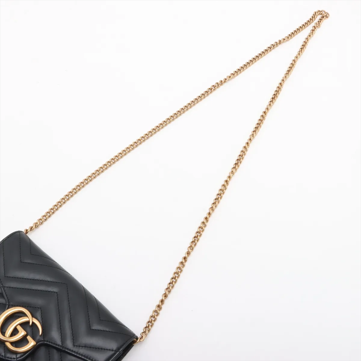 GG Marmont Leather Chain Wallet, Black, 474575 — view 5