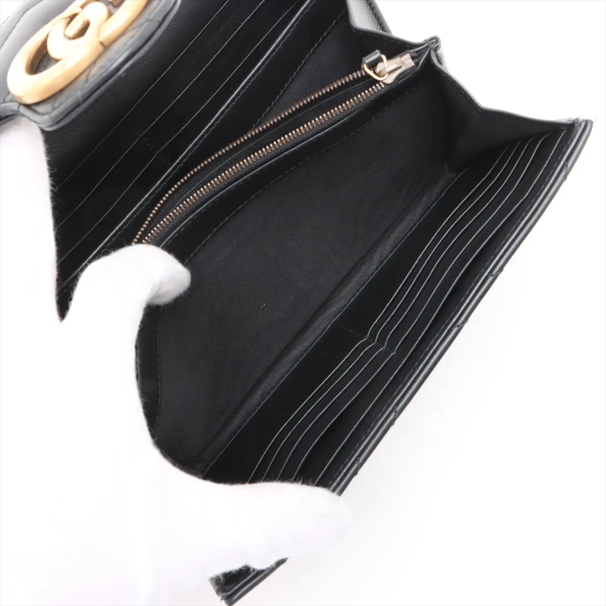 GG Marmont Leather Chain Wallet, Black, 474575 — view 9