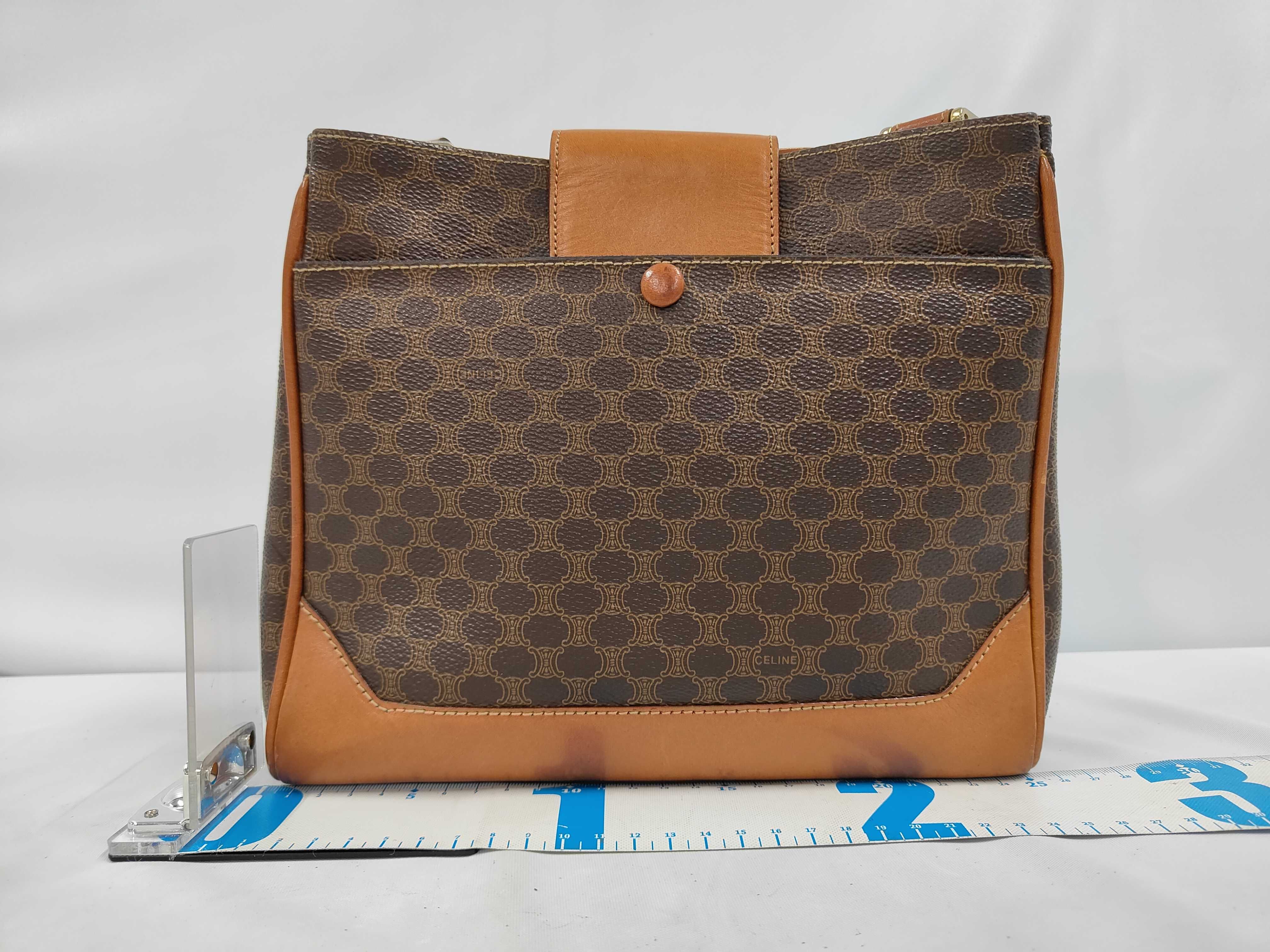 Brown Macadam Pattern Vintage Shoulder Bag — view 2