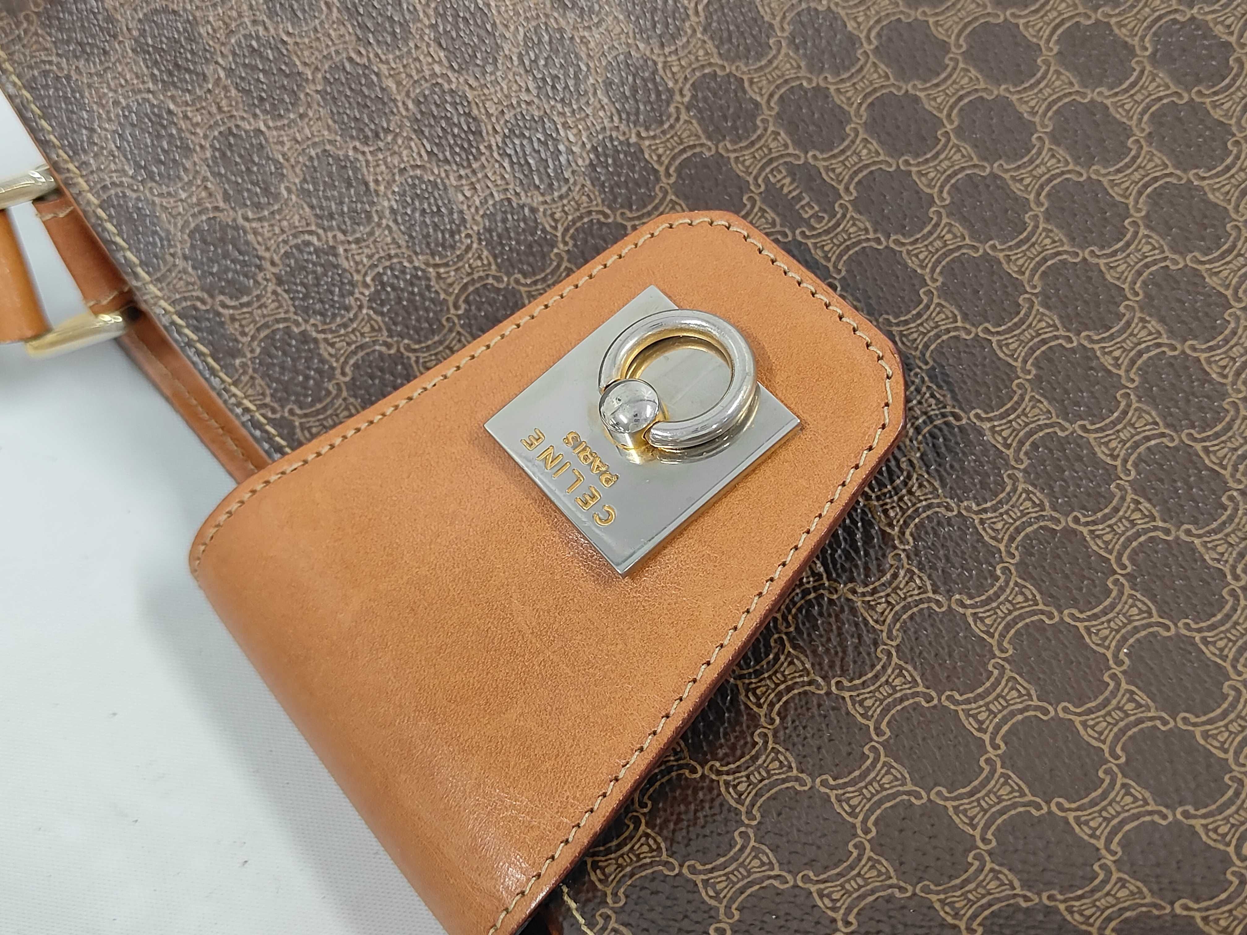 Brown Macadam Pattern Vintage Shoulder Bag — view 7