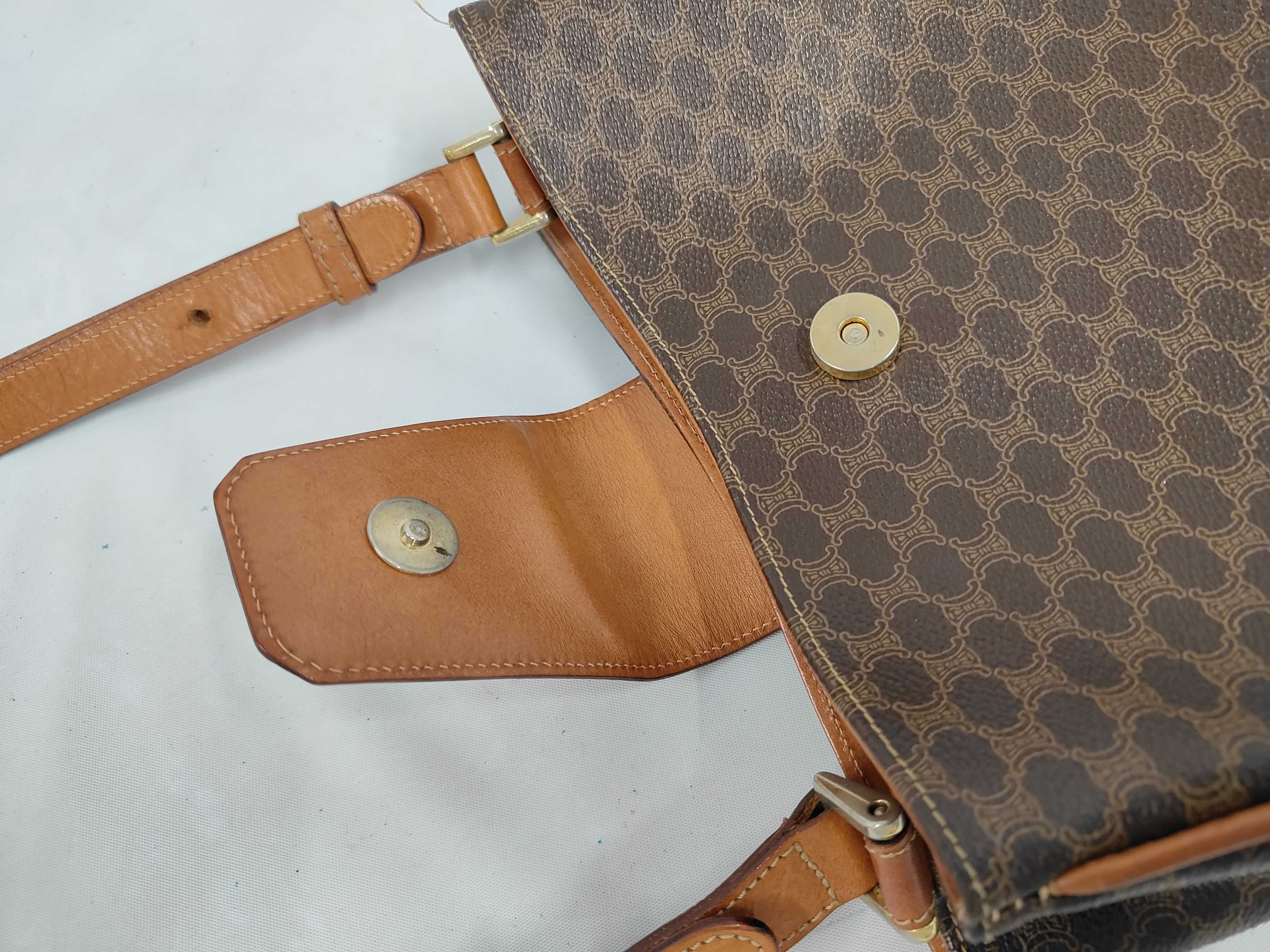 Brown Macadam Pattern Vintage Shoulder Bag — view 8