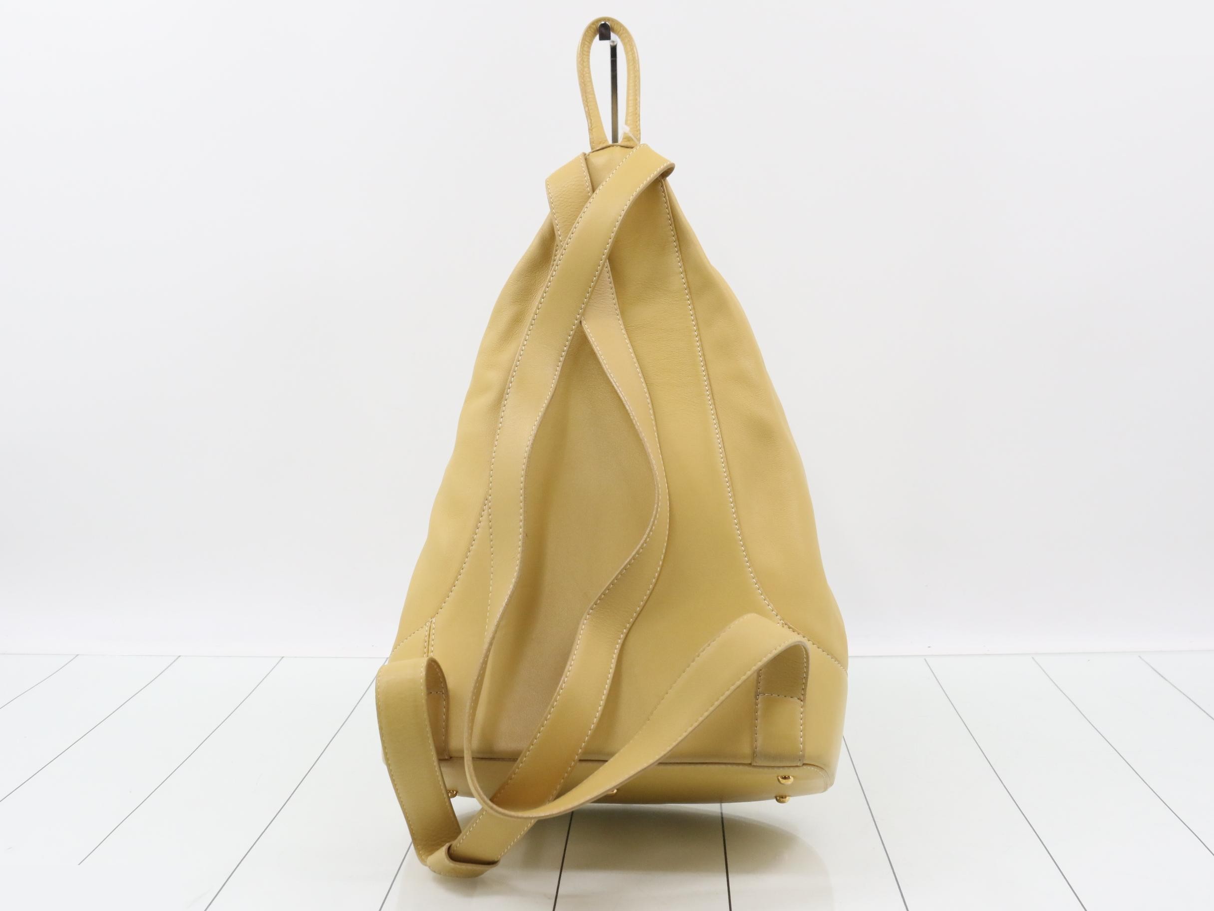 Anton Backpack, Leather, Beige — view 2