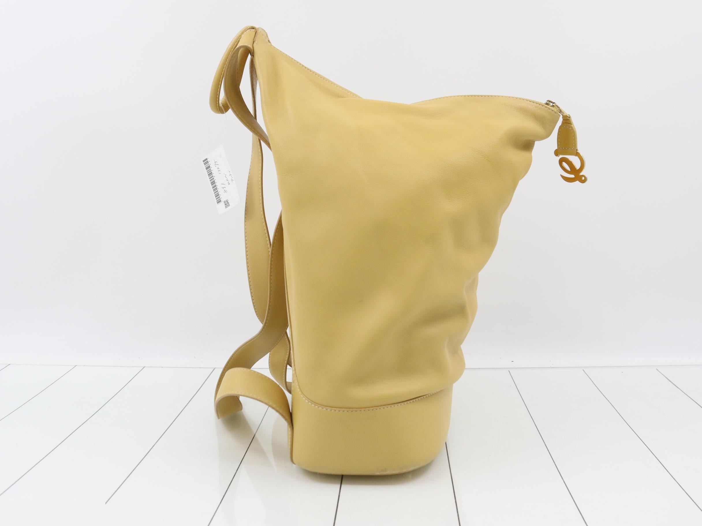 Anton Backpack, Leather, Beige — view 4