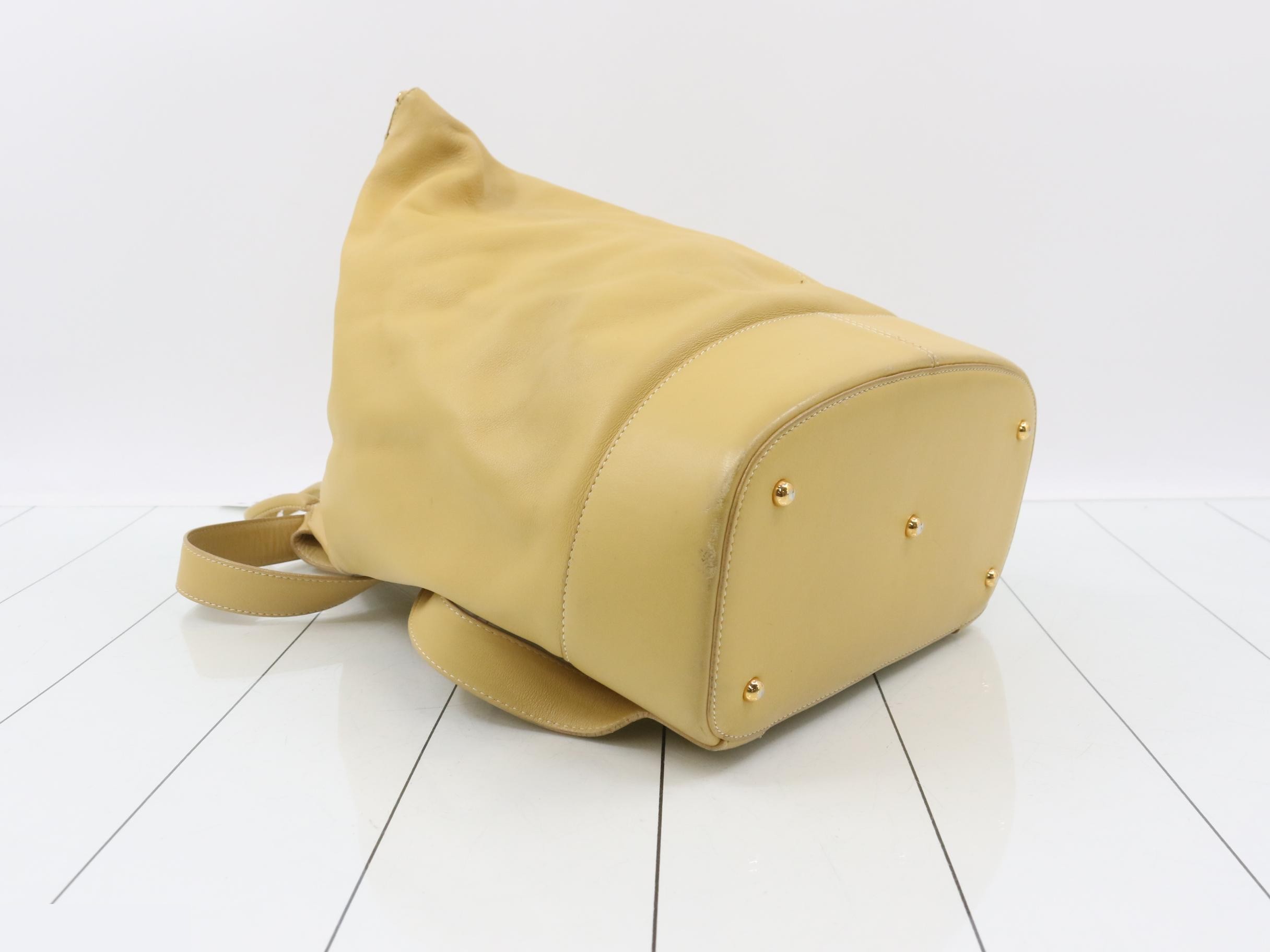 Anton Backpack, Leather, Beige — view 5