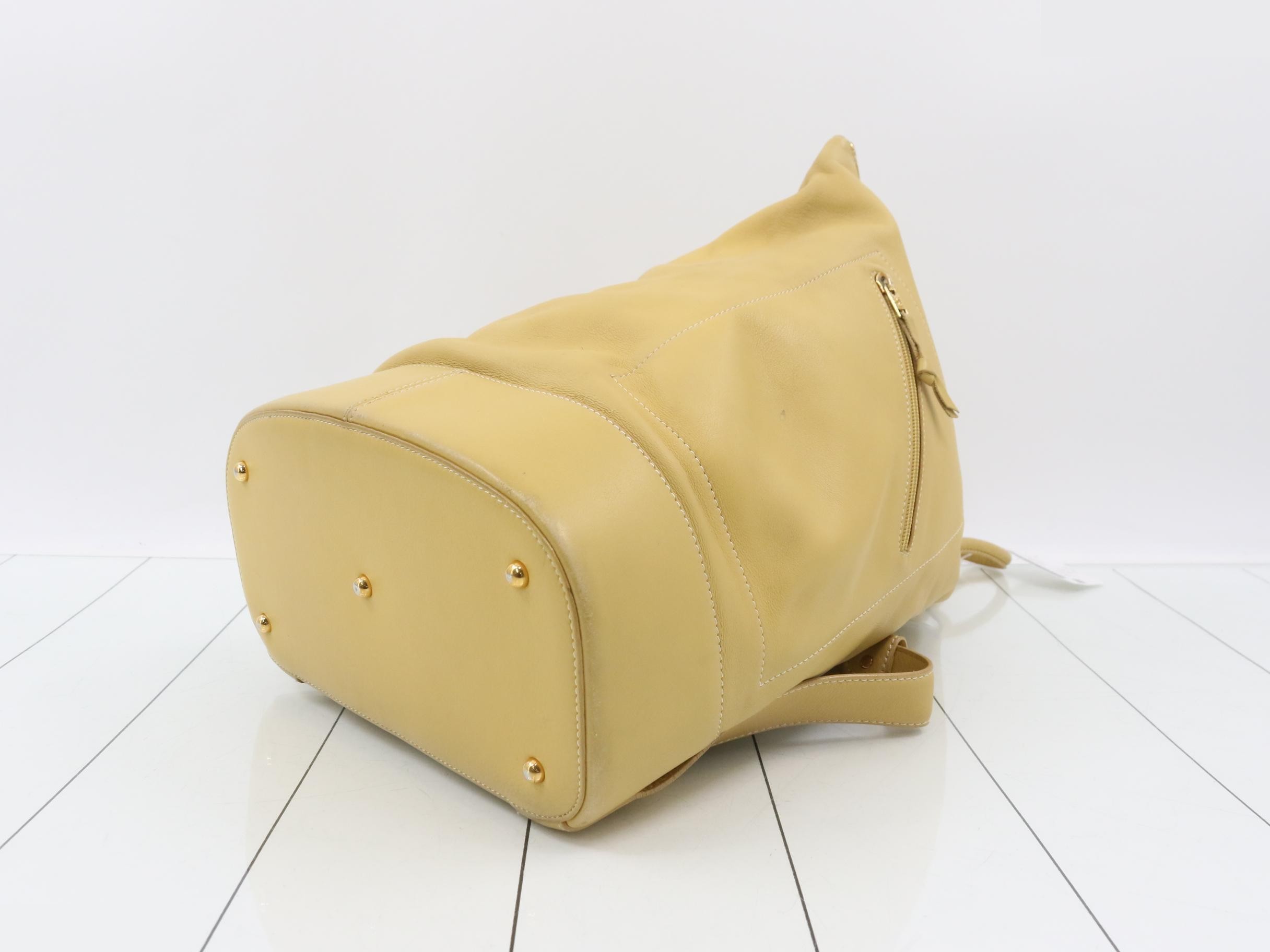 Anton Backpack, Leather, Beige — view 6