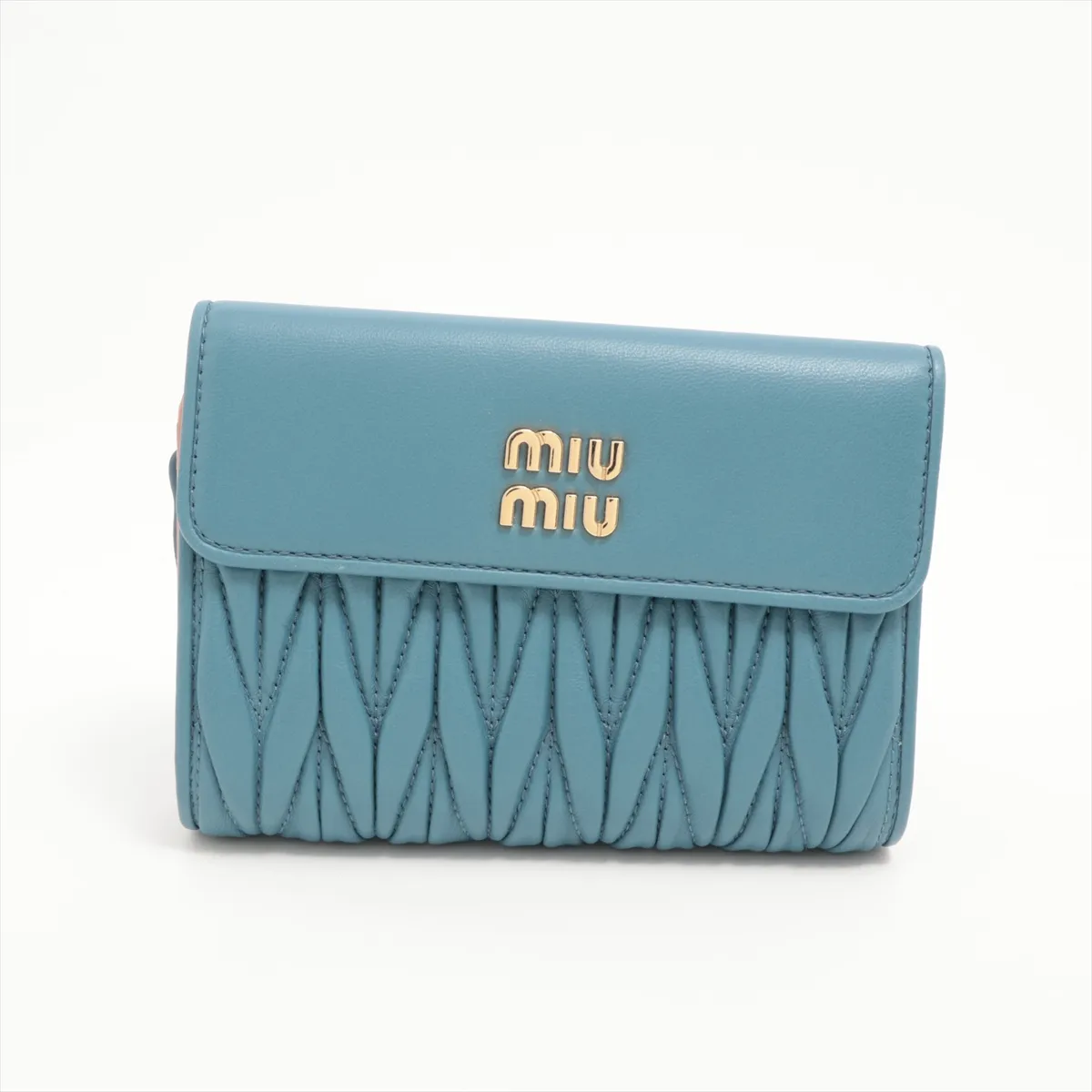 Matelasse 5ML225 Leather Compact Wallet Blue