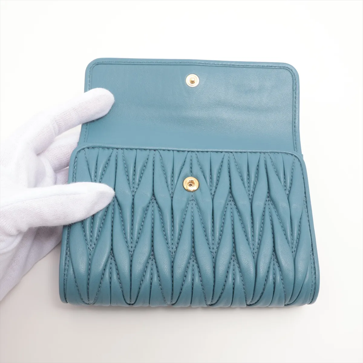 Matelasse 5ML225 Leather Compact Wallet Blue — view 3