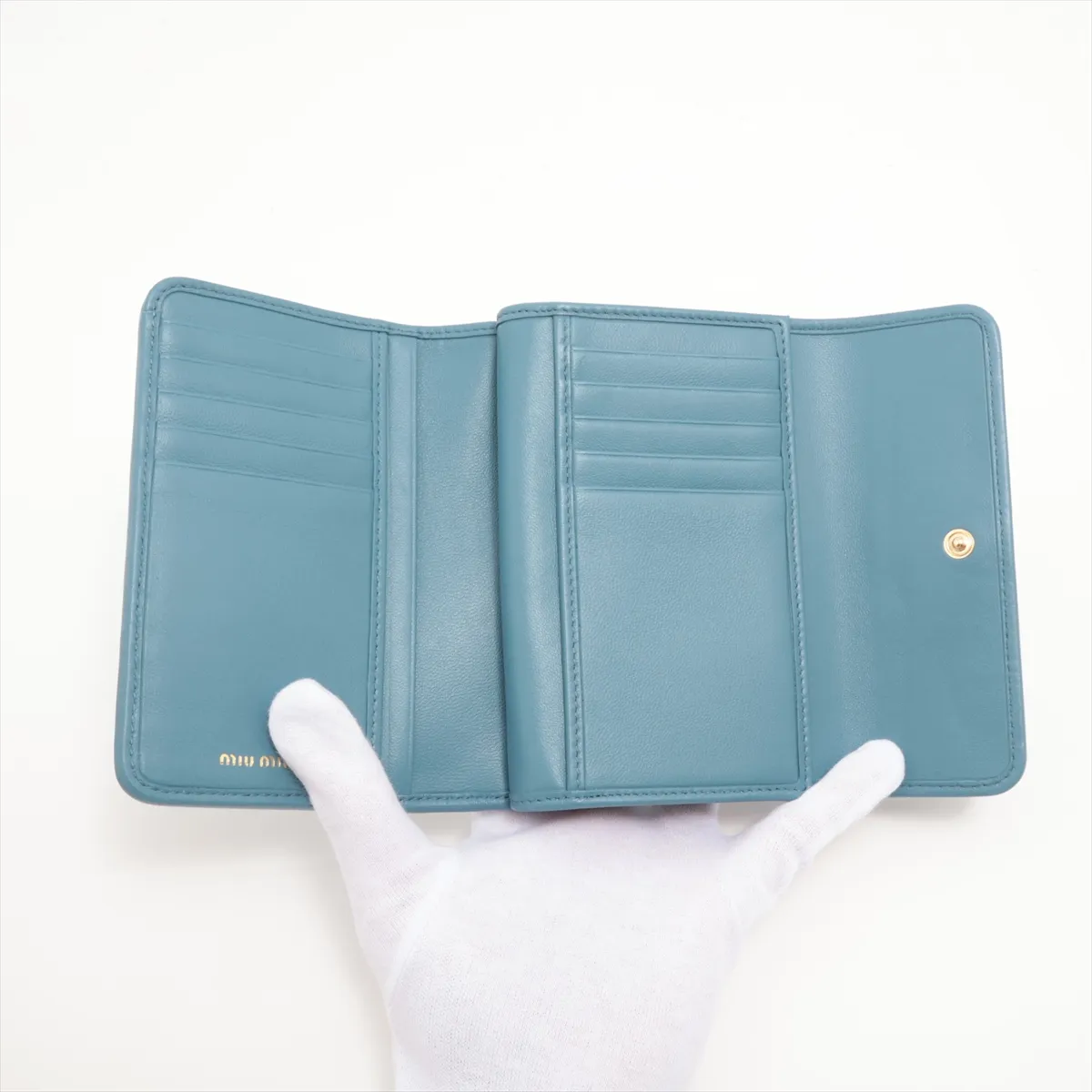 Matelasse 5ML225 Leather Compact Wallet Blue — view 4