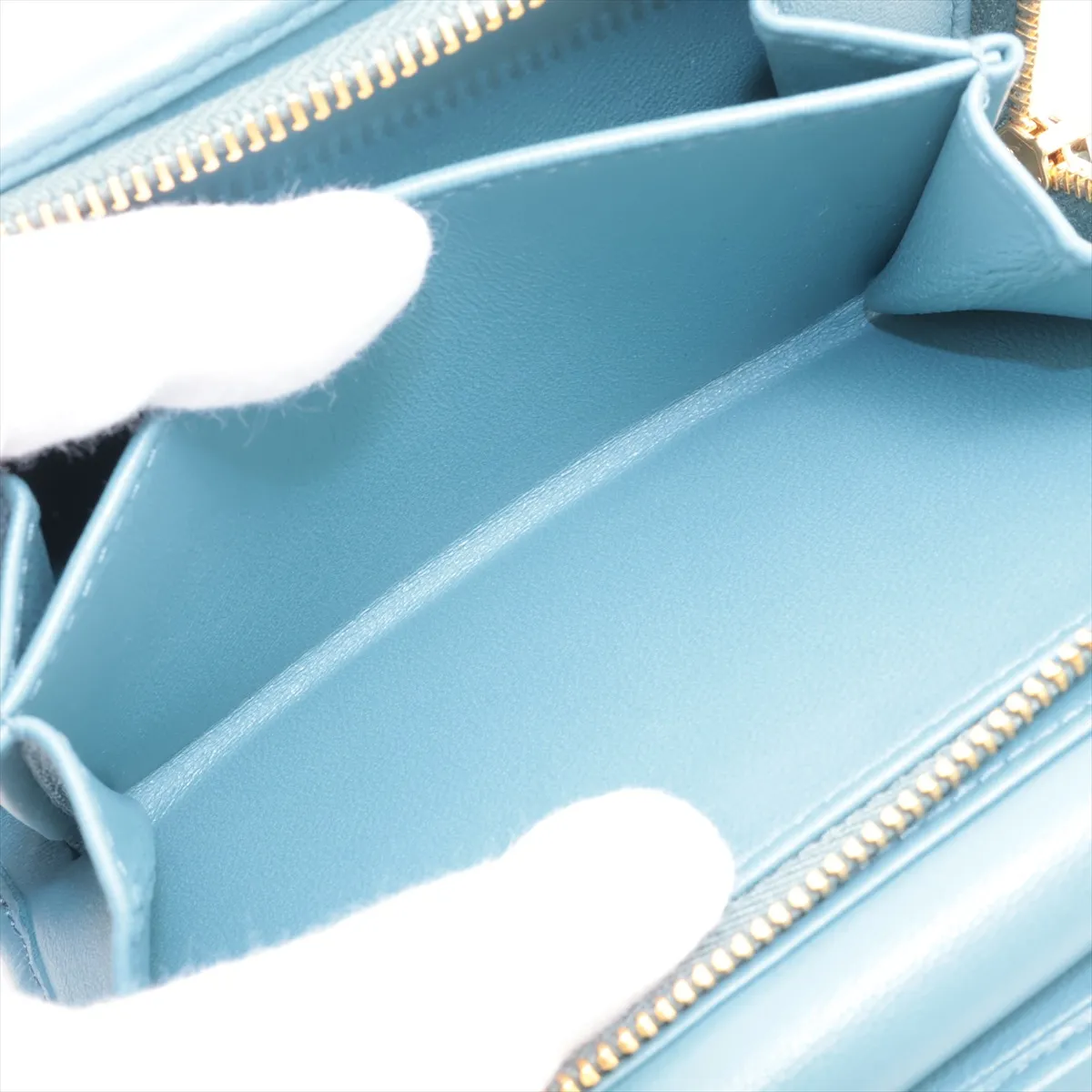 Matelasse 5ML225 Leather Compact Wallet Blue — view 8