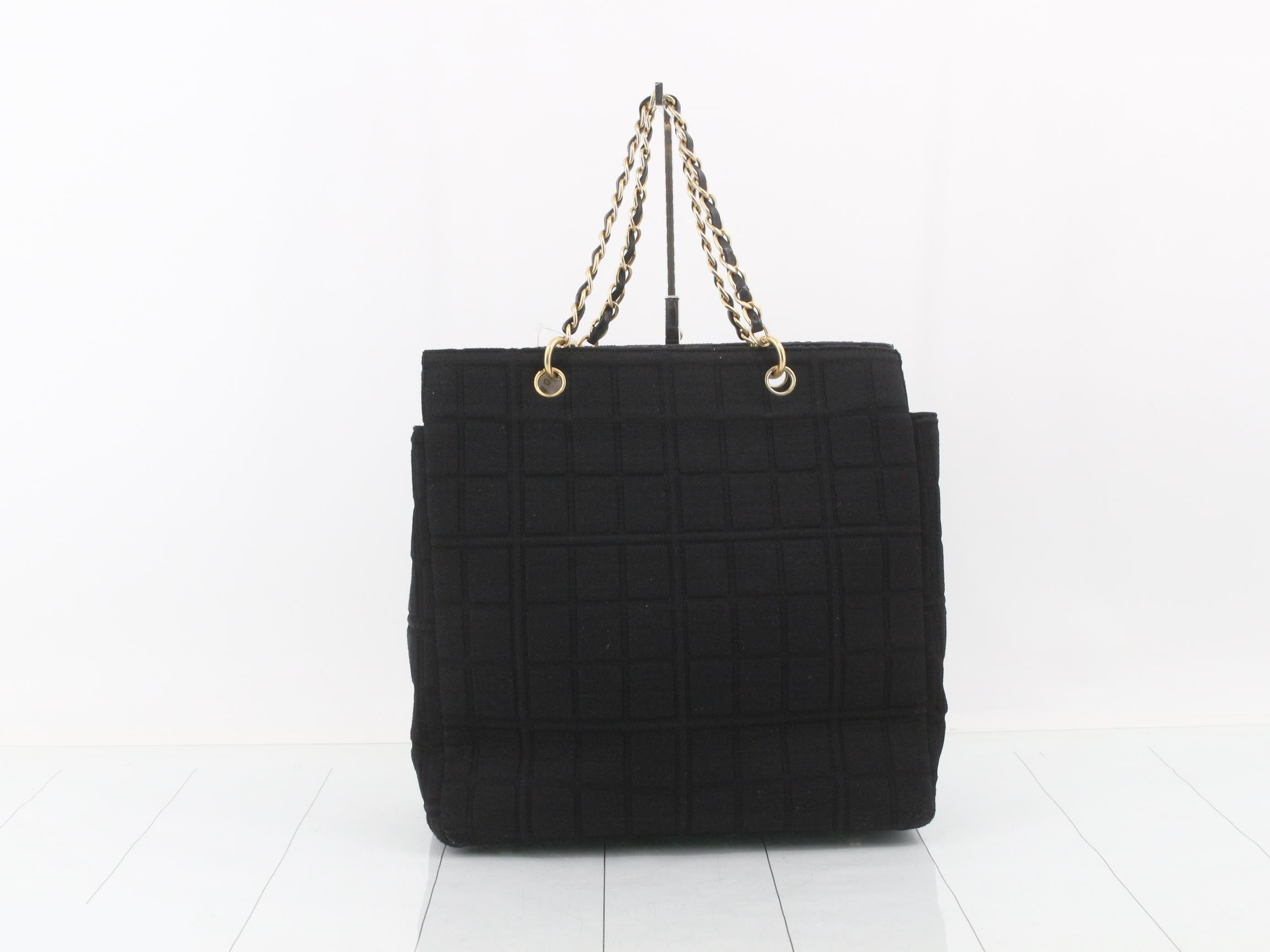 Cotton Coco Mark Chocolate Bar Chain Tote Bag, Black — view 2