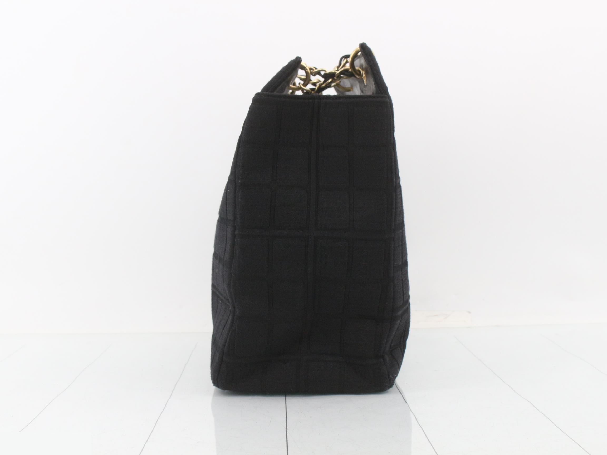 Cotton Coco Mark Chocolate Bar Chain Tote Bag, Black — view 4