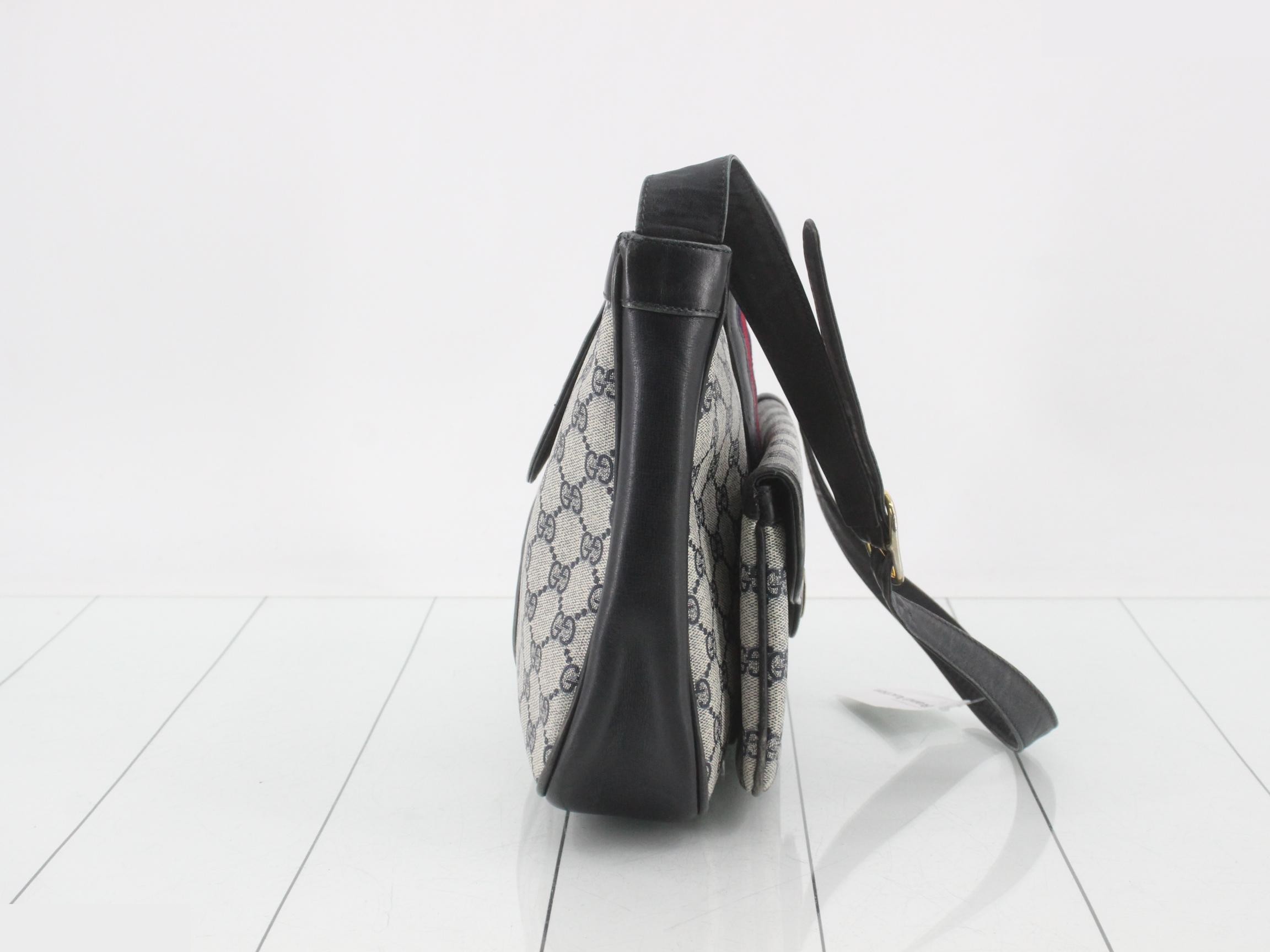 GG Supreme shoulder bag, leather, navy, vintage Gucci — view 4
