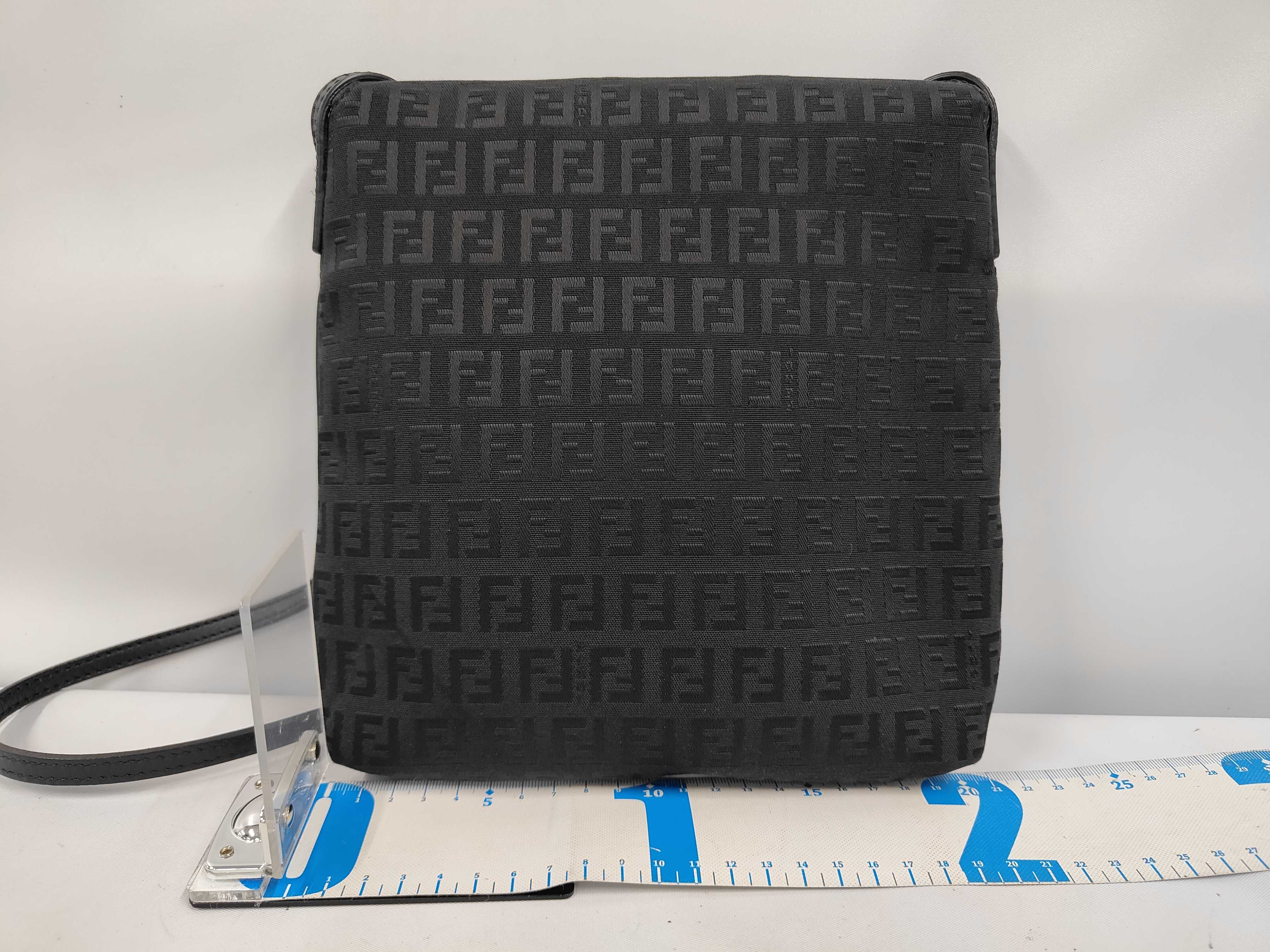 8BT075 Zucchino Shoulder Bag, Half Flap, Vertical, Canvas, Black Shoulder Bag — view 2