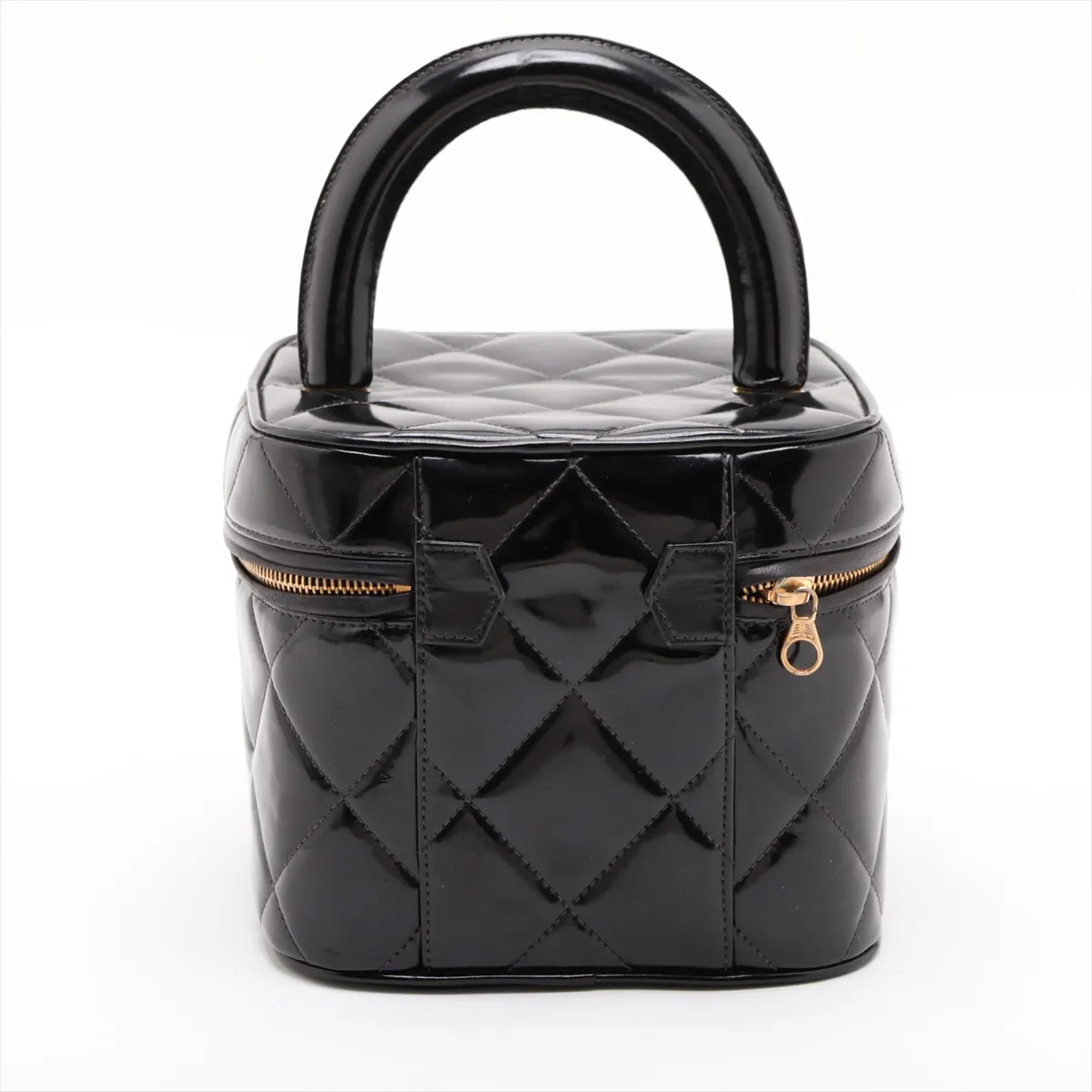 Matelassé Patent Leather Vanity Bag, Black with Gold Hardware, 4875014, Series 4 — view 2